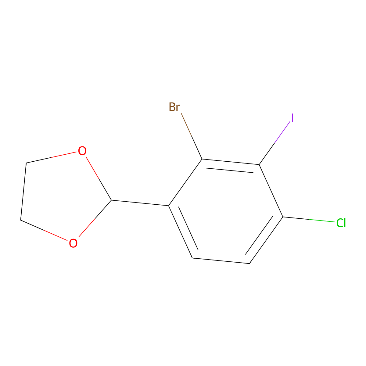 2-(2-Bromo-4-chloro-3-iodophenyl)-1,3-dioxolane molecular structure, CAS 2969334-06-1