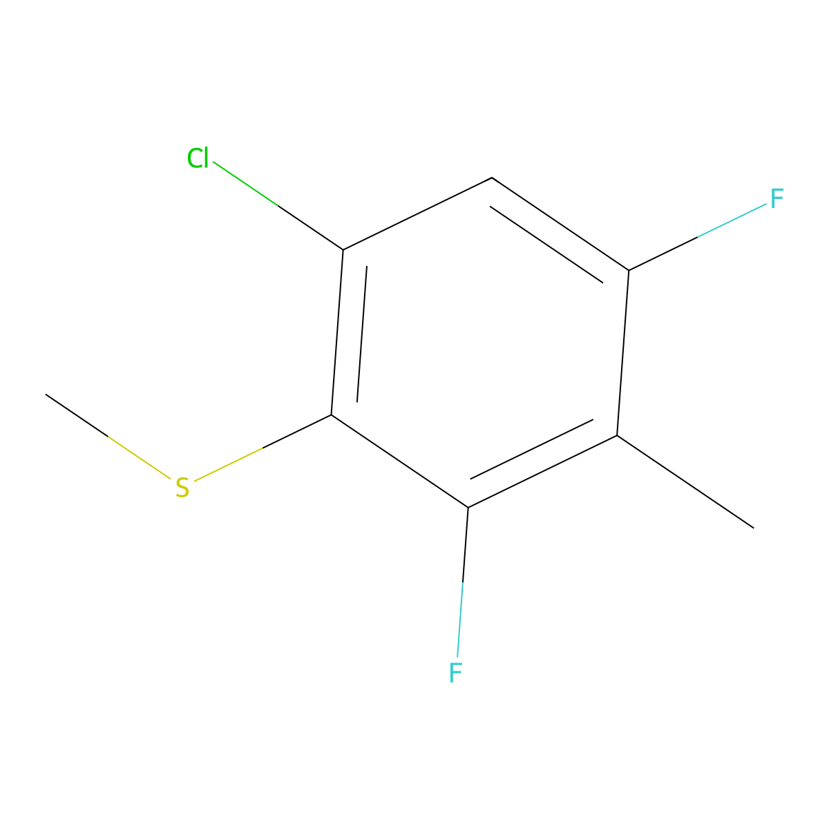 (6-Chloro-2,4-difluoro-3-methylphenyl)(methyl)sulfane molecular structure, CAS 2969334-25-4
