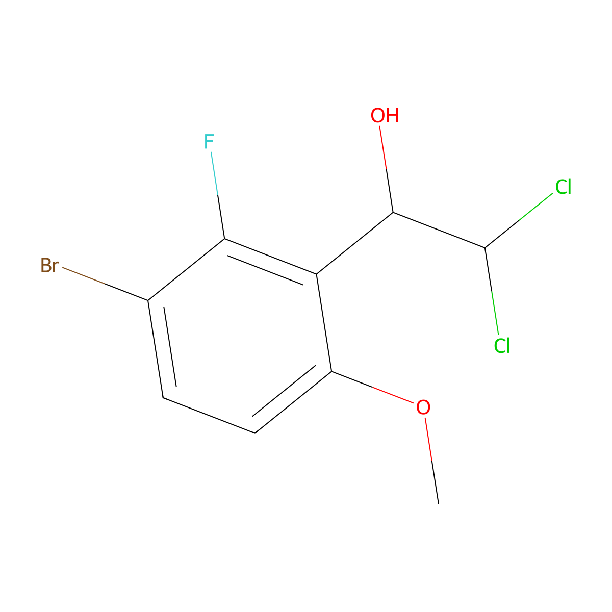 1-(3-Bromo-2-fluoro-6-methoxyphenyl)-2,2-dichloroethanol molecular structure, CAS 2969335-75-7