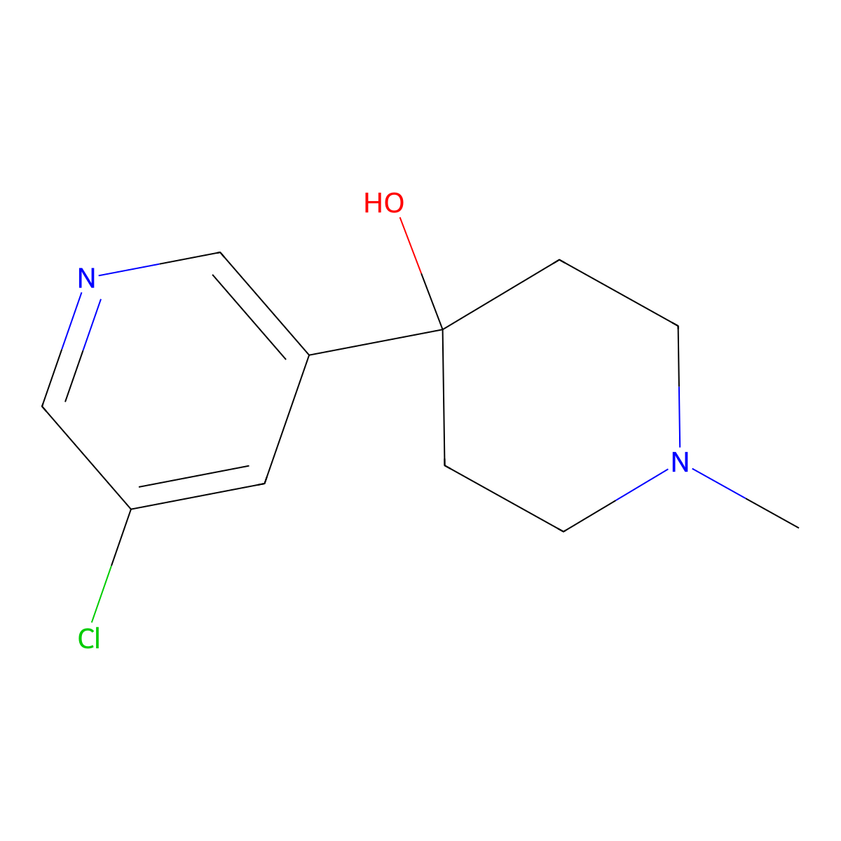 4-(5-Chloropyridin-3-yl)-1-methylpiperidin-4-ol molecular structure, CAS 2969337-07-1