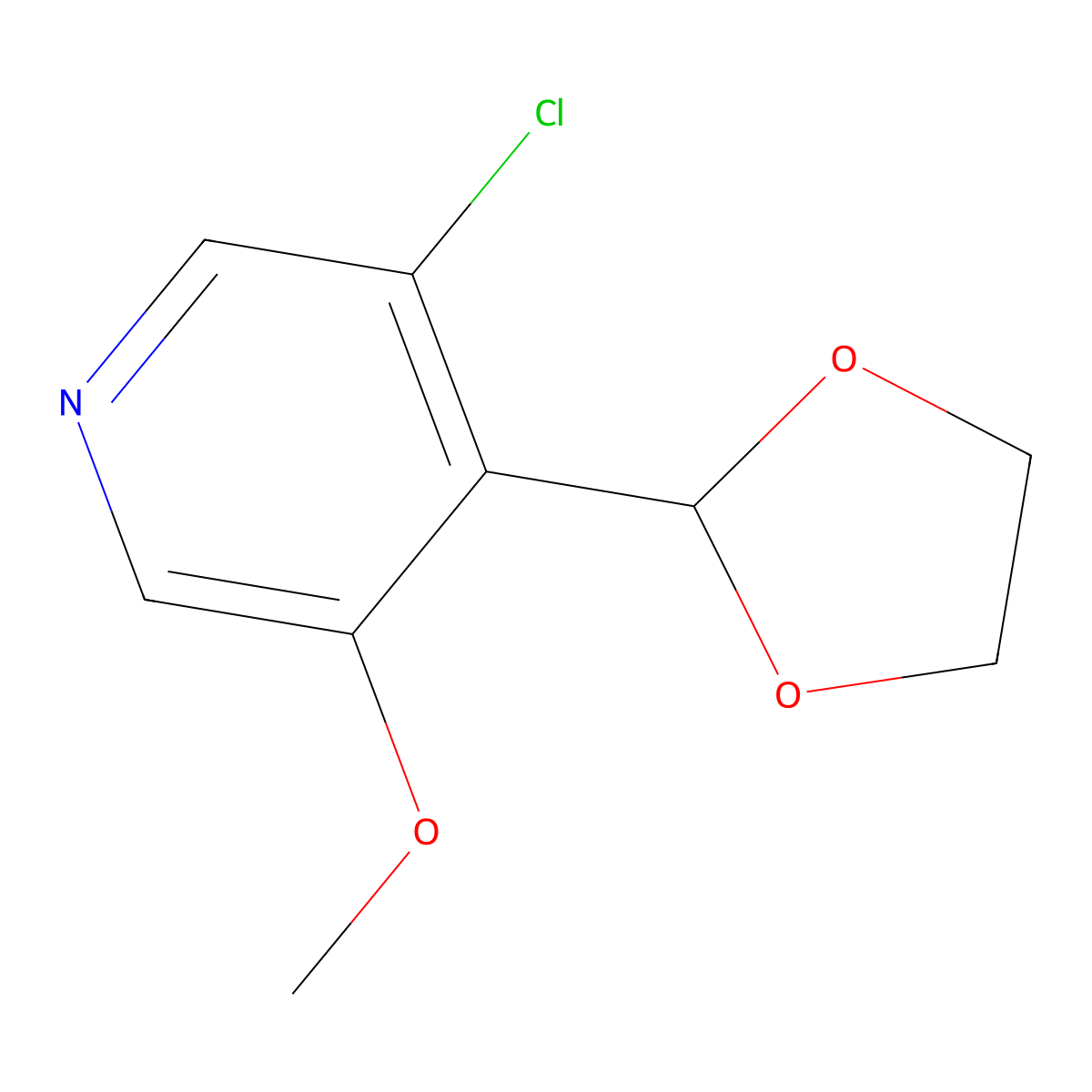 3-Chloro-4-(1,3-dioxolan-2-yl)-5-methoxypyridine molecular structure, CAS 2969340-36-9