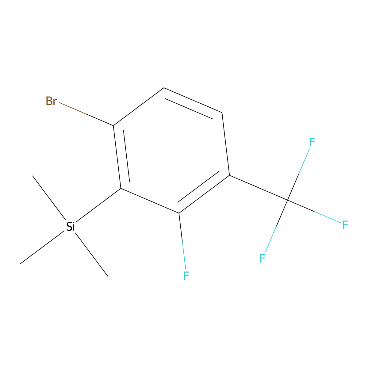 (6-Bromo-2-fluoro-3-(trifluoromethyl)phenyl)trimethylsilane molecular structure, CAS 2969341-06-6