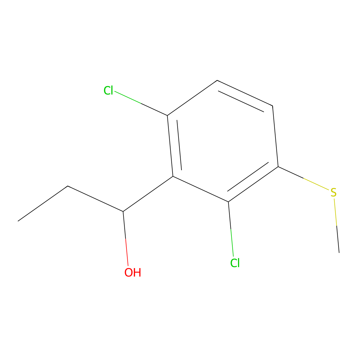 1-(2,6-Dichloro-3-(methylthio)phenyl)propan-1-ol molecular structure, CAS 2969346-11-8