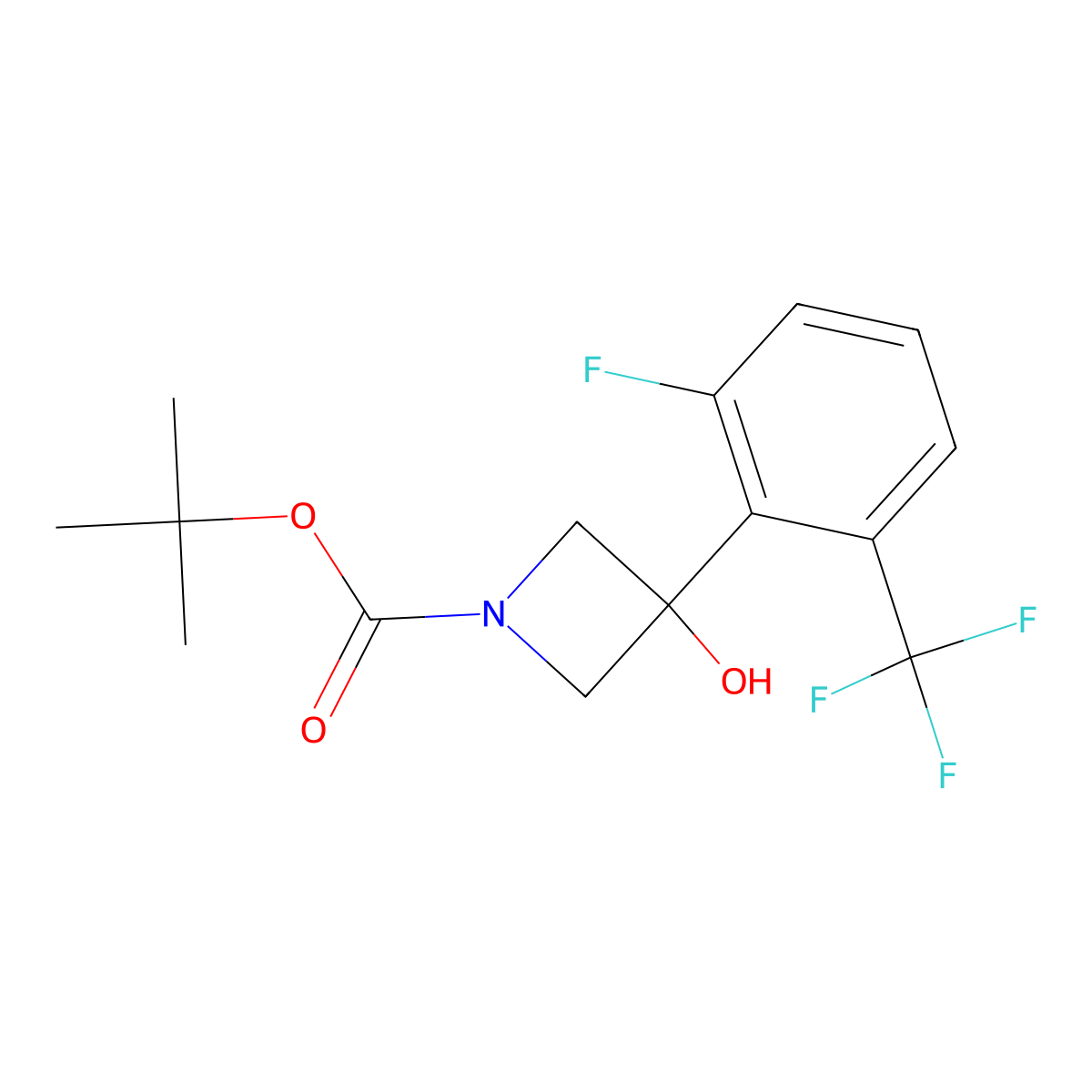 Tert-butyl 3-(2-fluoro-6-(trifluoromethyl)phenyl)-3-hydroxyazetidine-1-carboxylate molecular structure, CAS 2969346-19-6