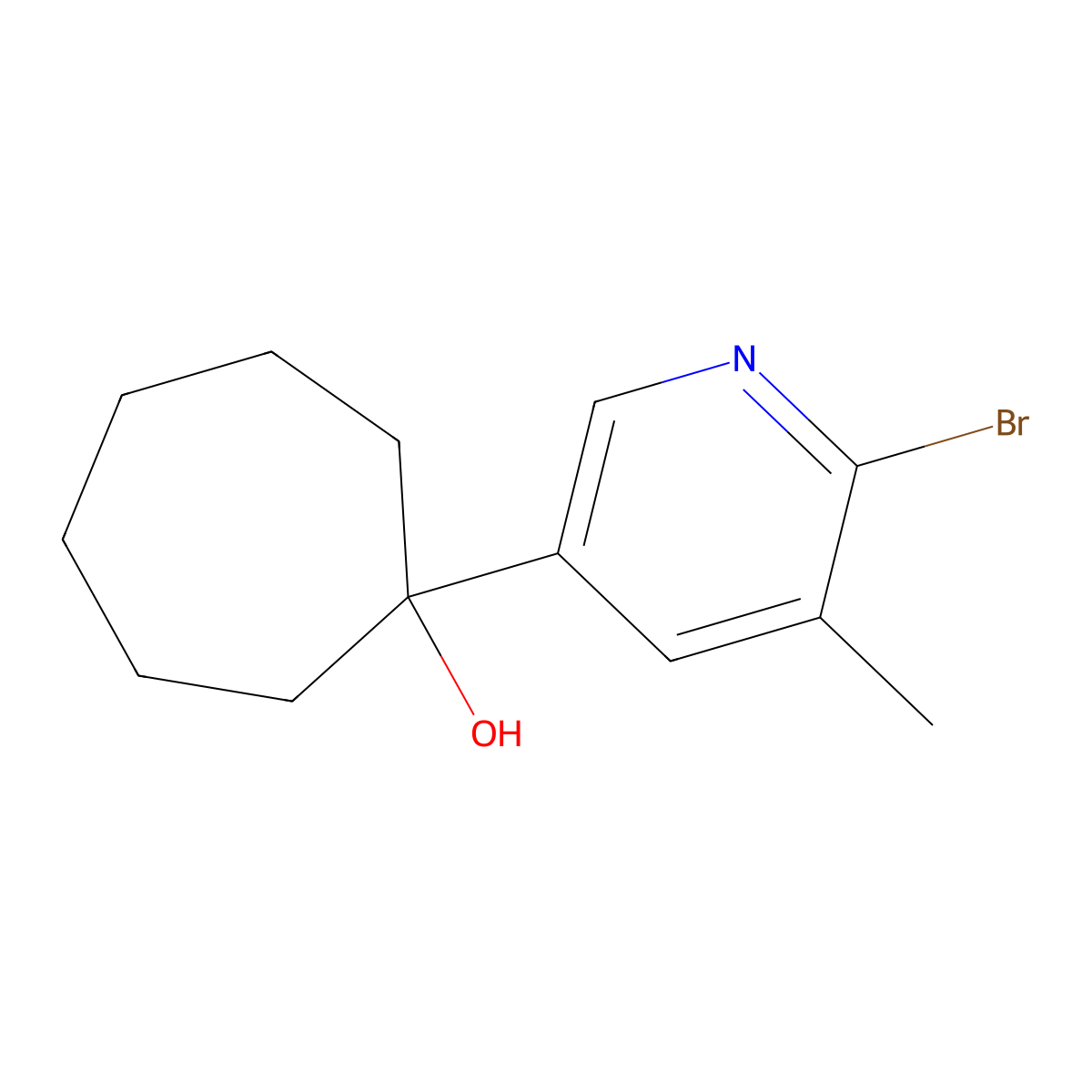 1-(6-Bromo-5-methylpyridin-3-yl)cycloheptanol molecular structure, CAS 2969346-42-5