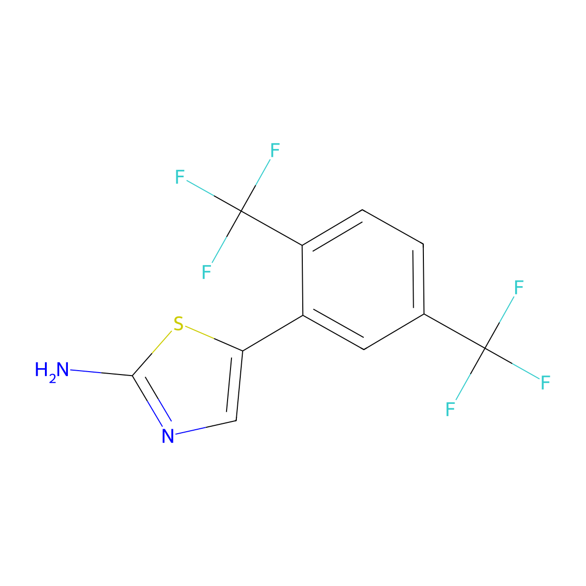 5-(2,5-Bis(trifluoromethyl)phenyl)thiazol-2-amine molecular structure, CAS 2969348-78-3