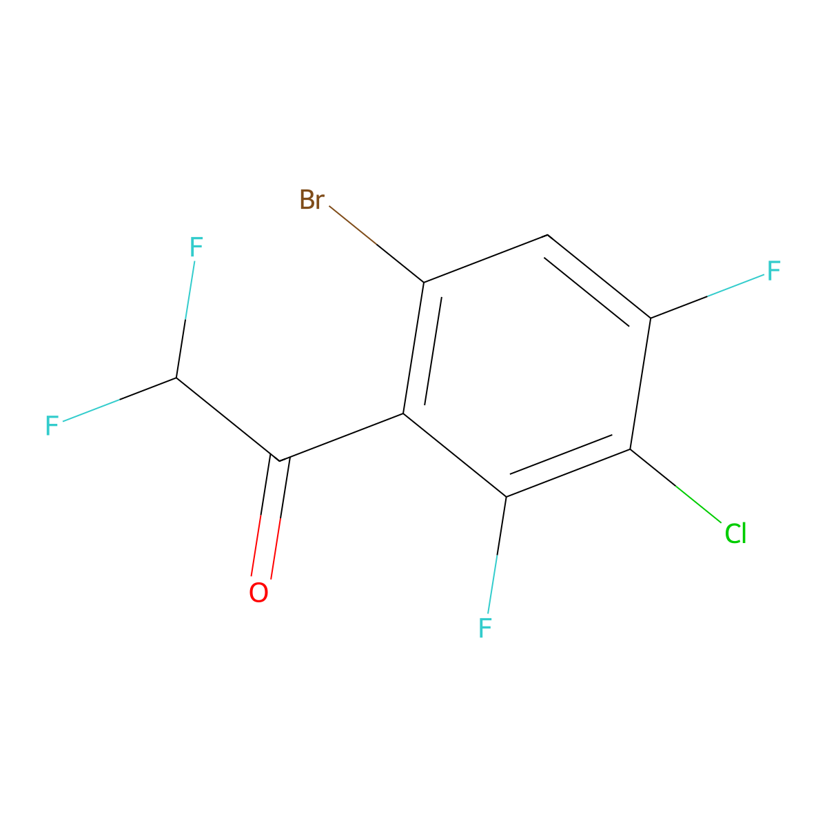 1-(6-Bromo-3-chloro-2,4-difluorophenyl)-2,2-difluoroethanone molecular structure, CAS 2969349-06-0