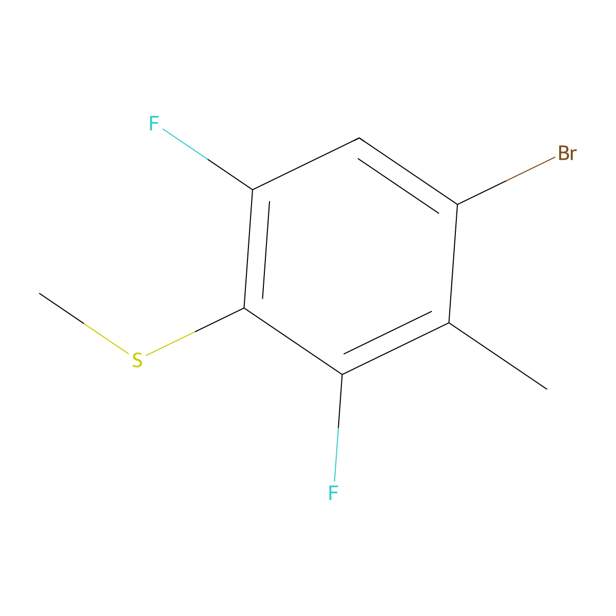 (4-Bromo-2,6-difluoro-3-methylphenyl)(methyl)sulfane molecular structure, CAS 2969351-86-6