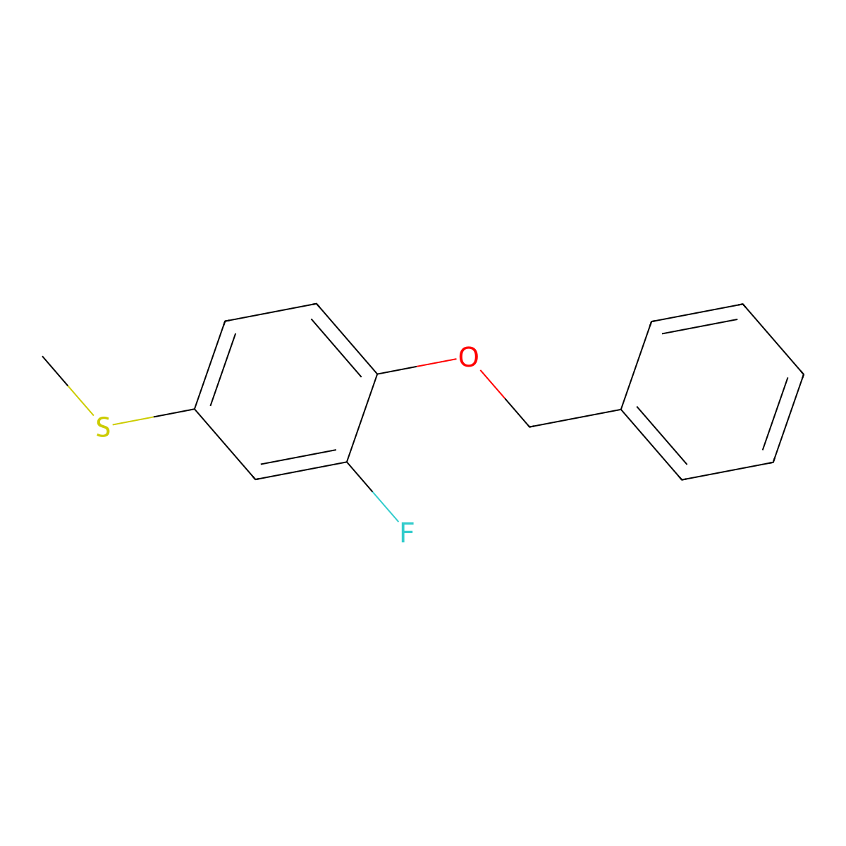 (4-(Benzyloxy)-3-fluorophenyl)(methyl)sulfane molecular structure, CAS 2969357-17-1