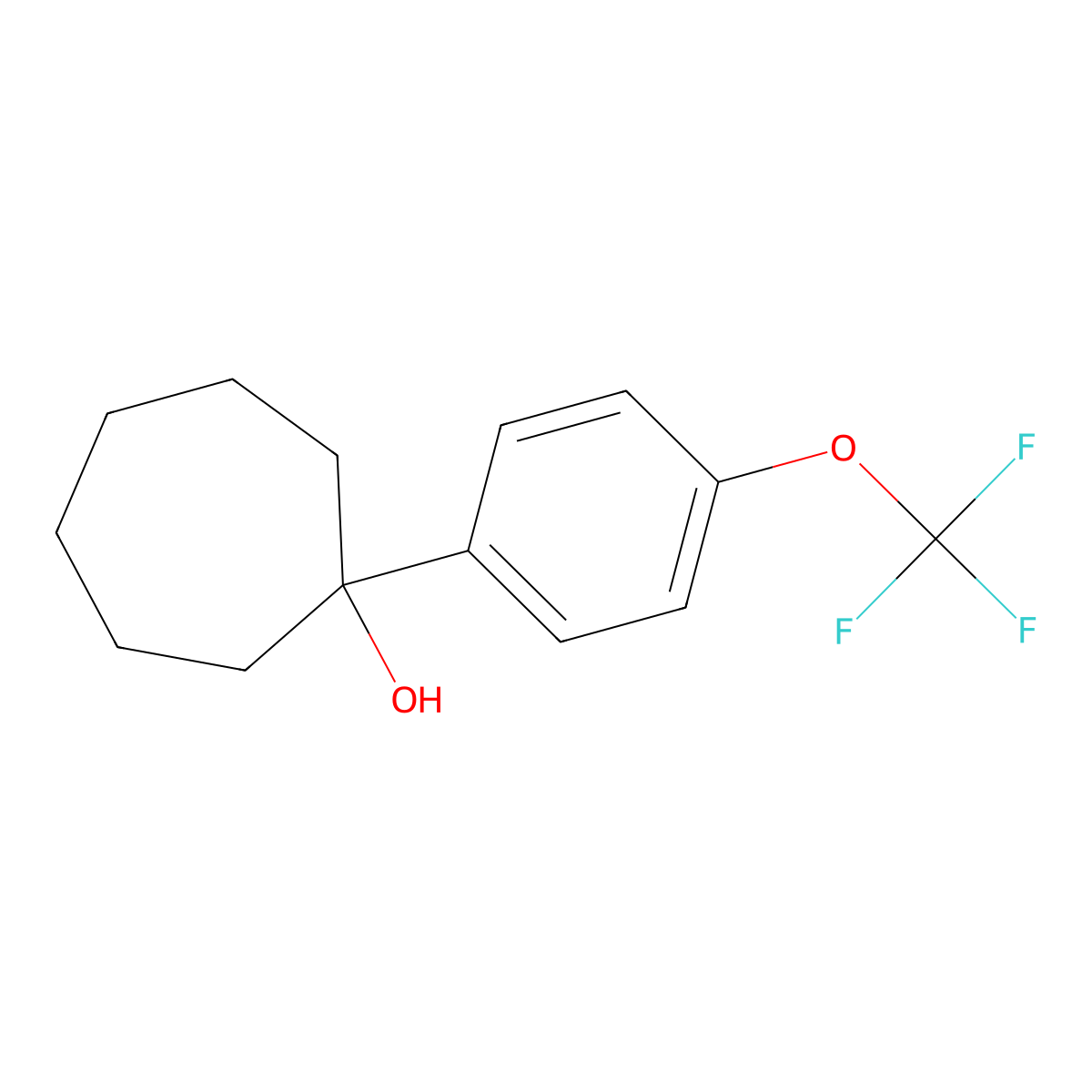1-(4-(Trifluoromethoxy)phenyl)cycloheptanol molecular structure, CAS 2969358-59-4