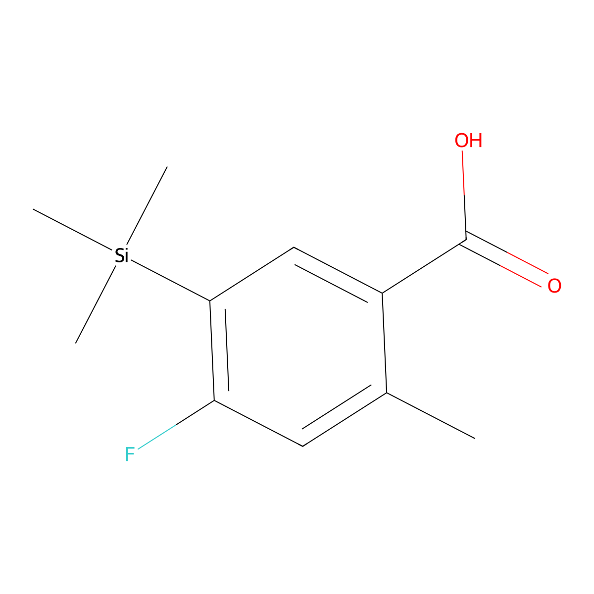 4-Fluoro-2-methyl-5-(trimethylsilyl)benzoic acid molecular structure, CAS 2969361-03-1