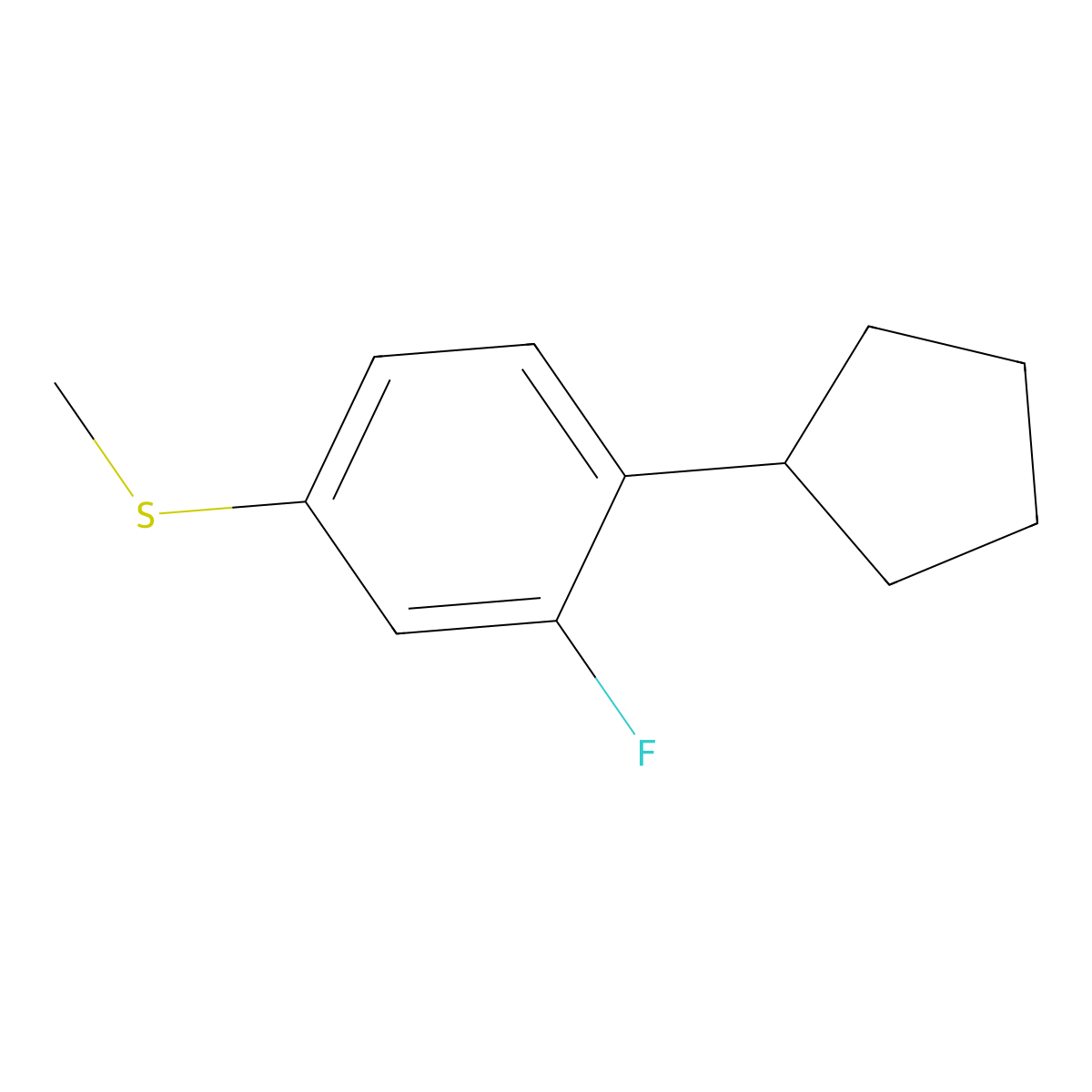 (4-Cyclopentyl-3-fluorophenyl)(methyl)sulfane molecular structure, CAS 2969361-35-9