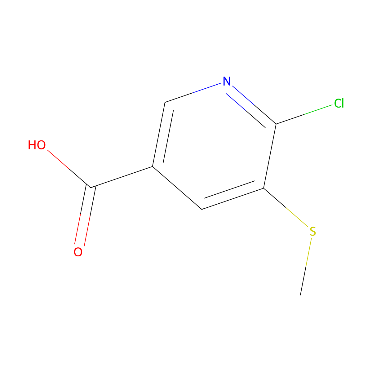6-Chloro-5-(methylthio)nicotinic acid molecular structure, CAS 2969361-46-2
