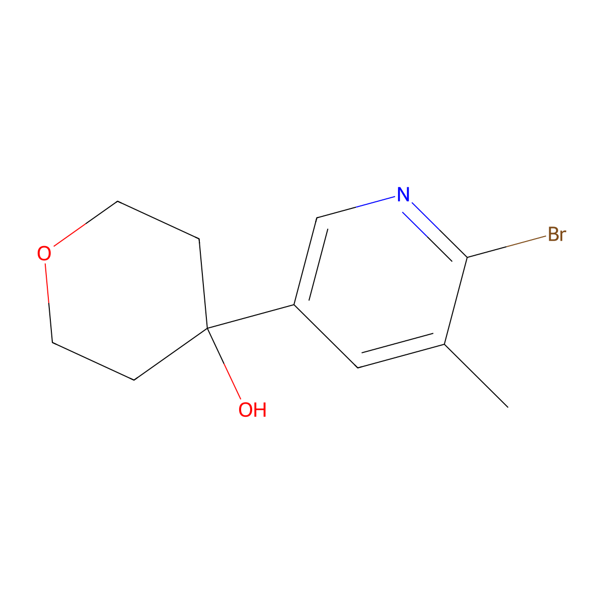 4-(6-Bromo-5-methylpyridin-3-yl)tetrahydro-2H-pyran-4-ol molecular structure, CAS 2969362-07-8