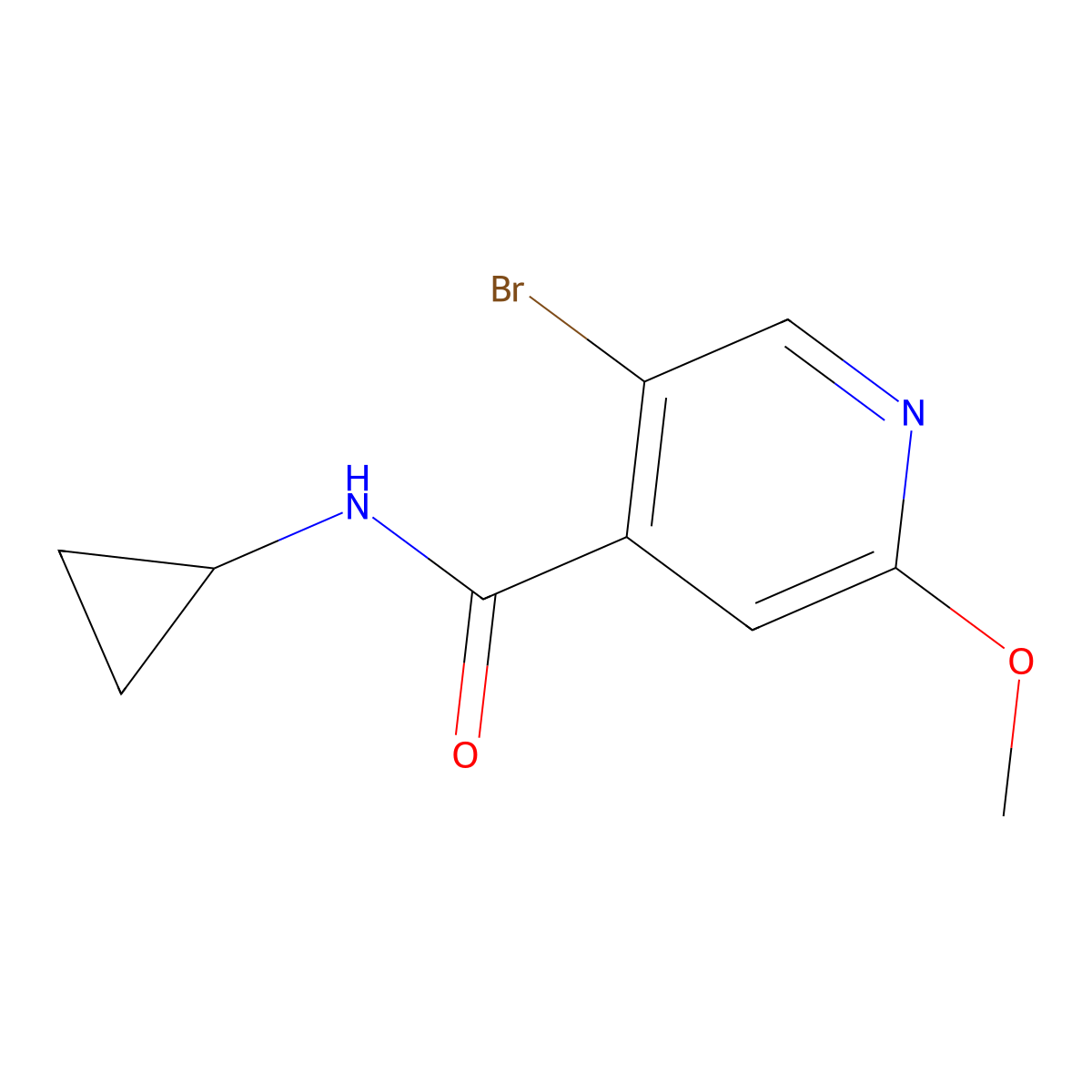 5-Bromo-N-cyclopropyl-2-methoxyisonicotinamide molecular structure, CAS 2969362-81-8