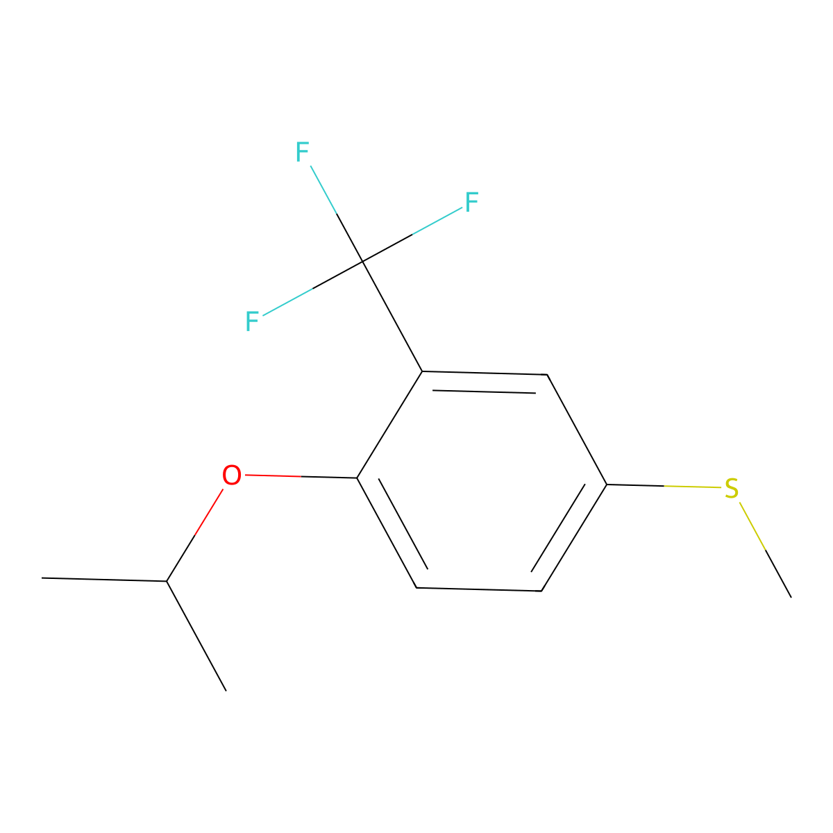 (4-Isopropoxy-3-(trifluoromethyl)phenyl)(methyl)sulfane molecular structure, CAS 2969363-77-5