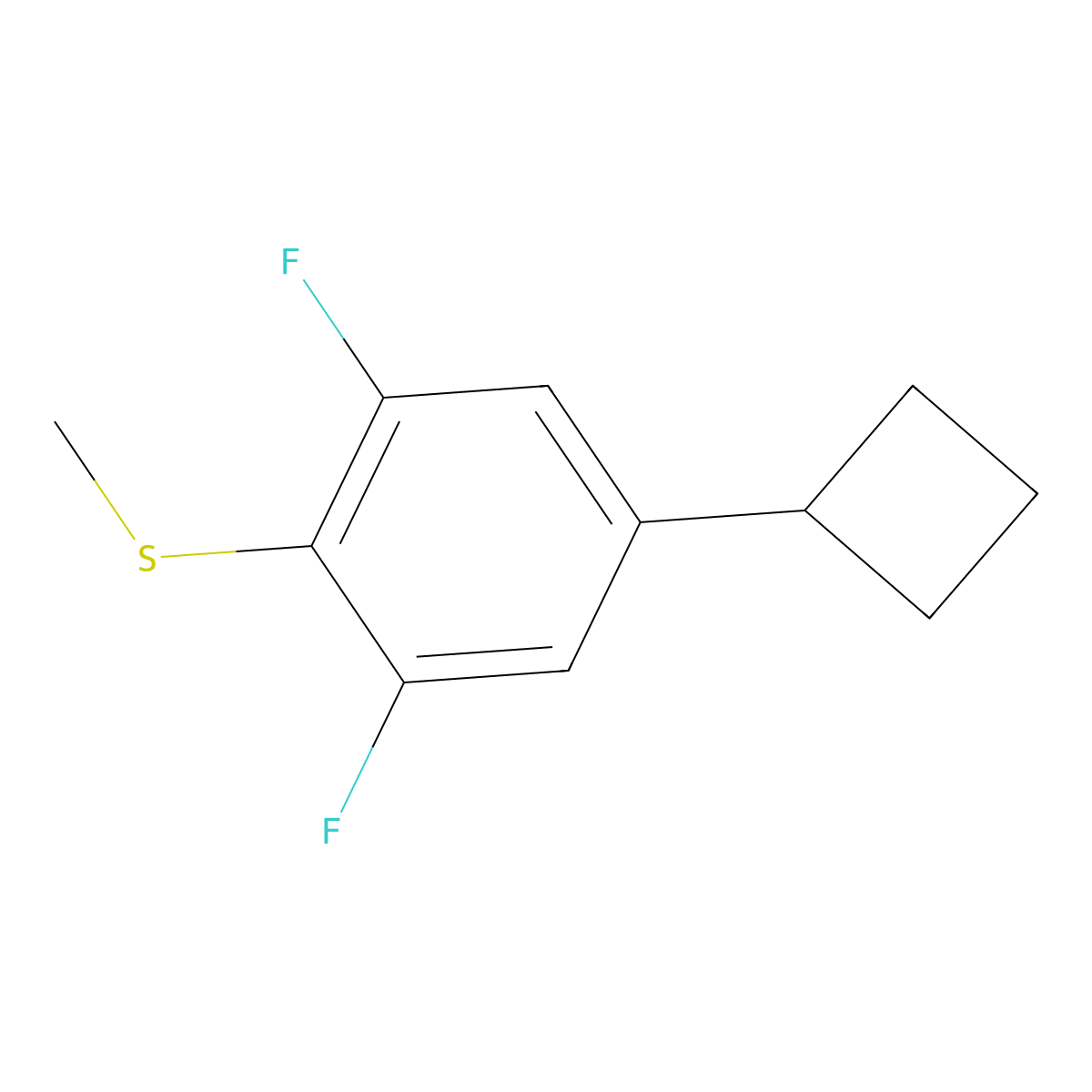 (4-Cyclobutyl-2,6-difluorophenyl)(methyl)sulfane molecular structure, CAS 2969364-35-8