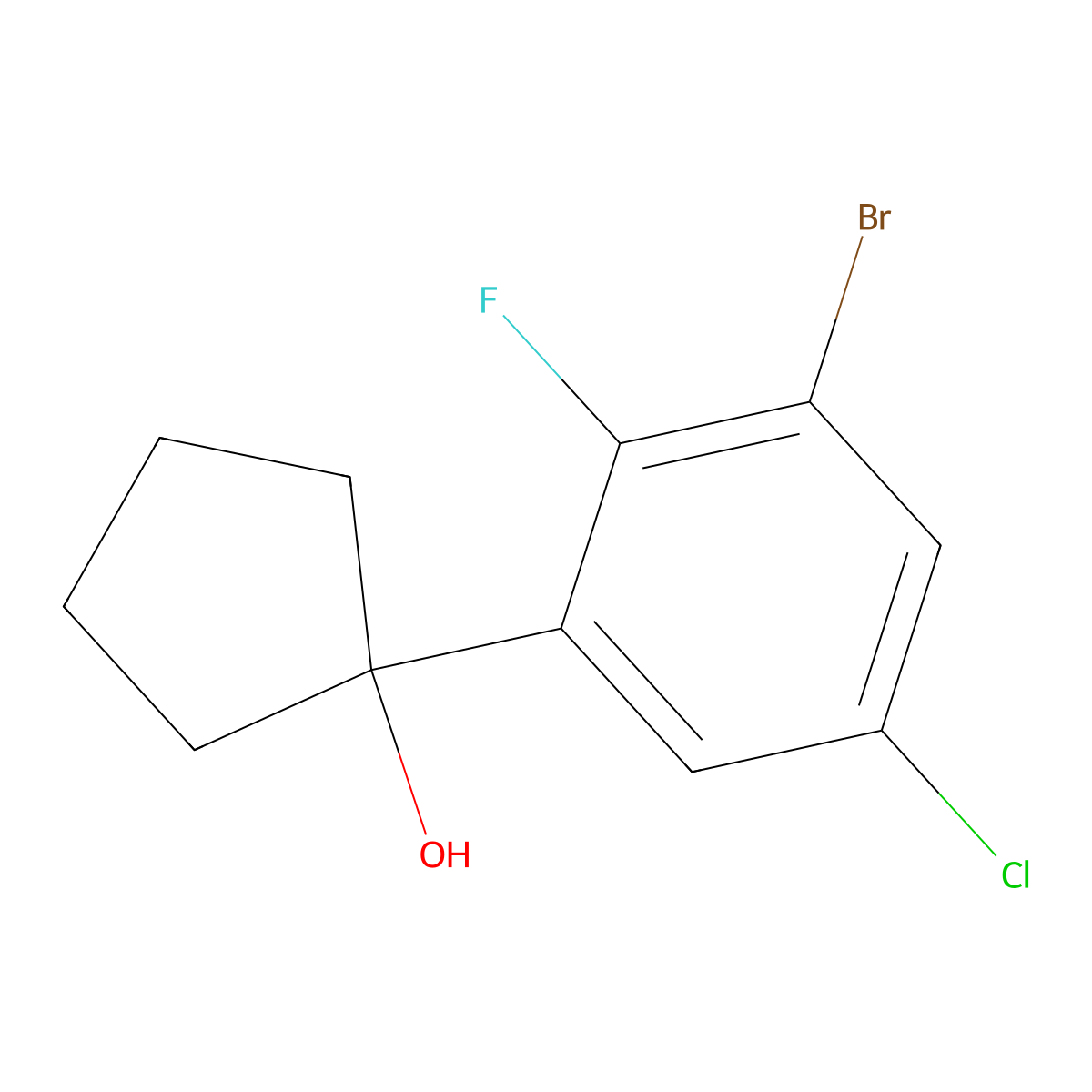 1-(3-Bromo-5-chloro-2-fluorophenyl)cyclopentanol molecular structure, CAS 2969365-72-6