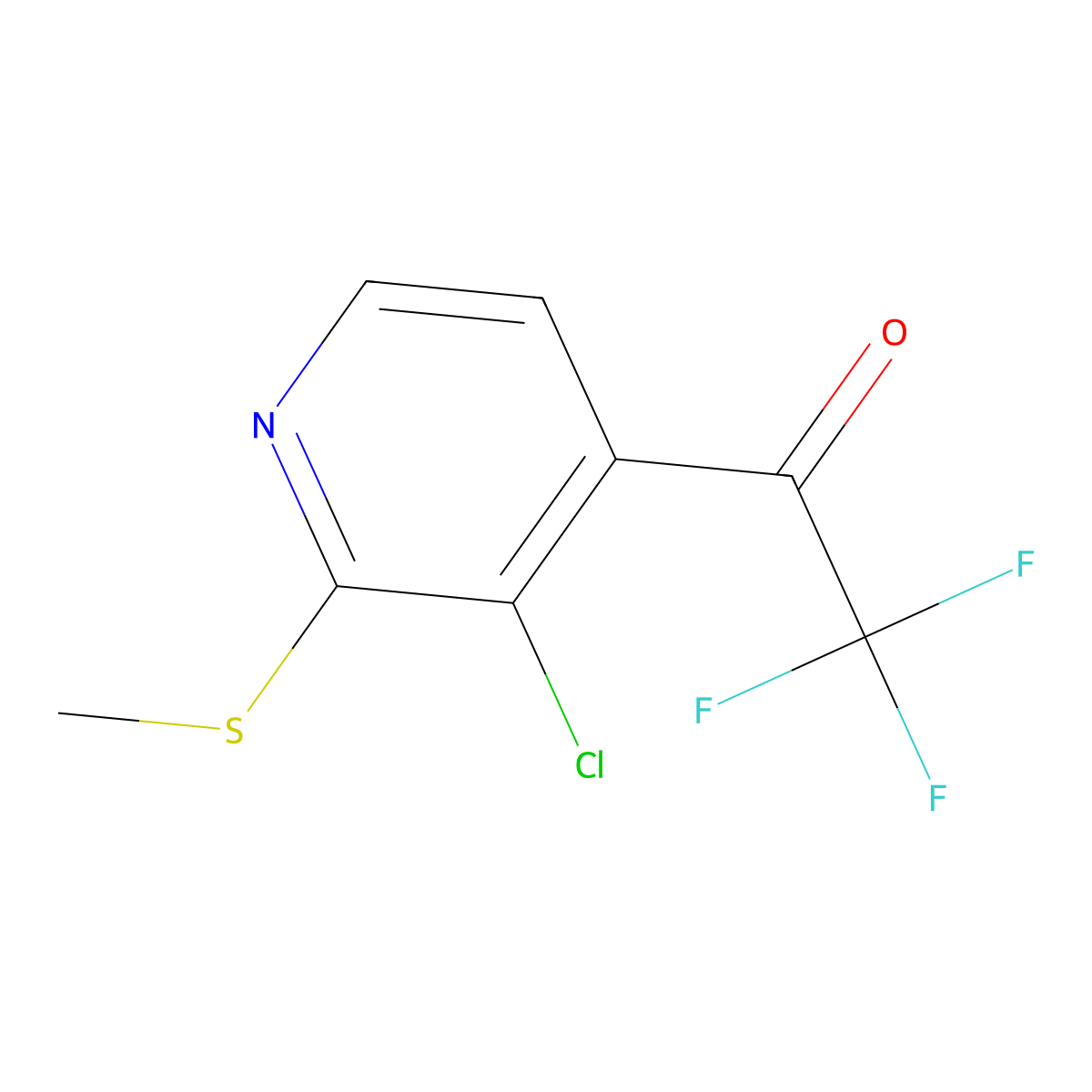 1-(3-Chloro-2-(methylthio)pyridin-4-yl)-2,2,2-trifluoroethanone molecular structure, CAS 2969366-60-5