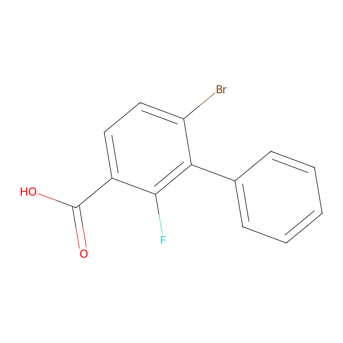 6-Bromo-2-fluoro-[1,1'-biphenyl]-3-carboxylic acid molecular structure, CAS 2969368-97-4
