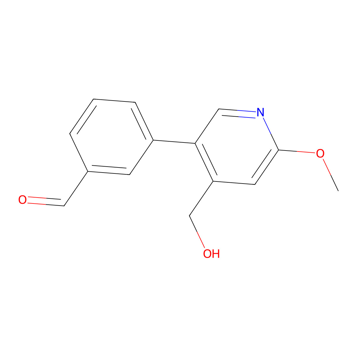 3-(4-(Hydroxymethyl)-6-methoxypyridin-3-yl)benzaldehyde molecular structure, CAS 2969372-06-1