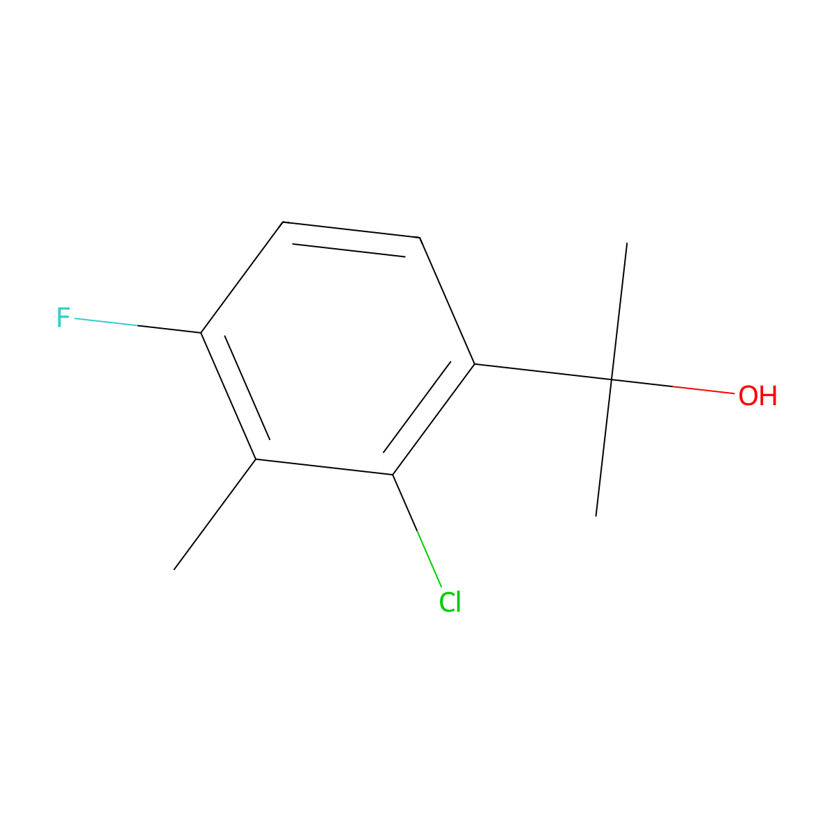2-(2-Chloro-4-fluoro-3-methylphenyl)propan-2-ol molecular structure, CAS 2969373-25-7