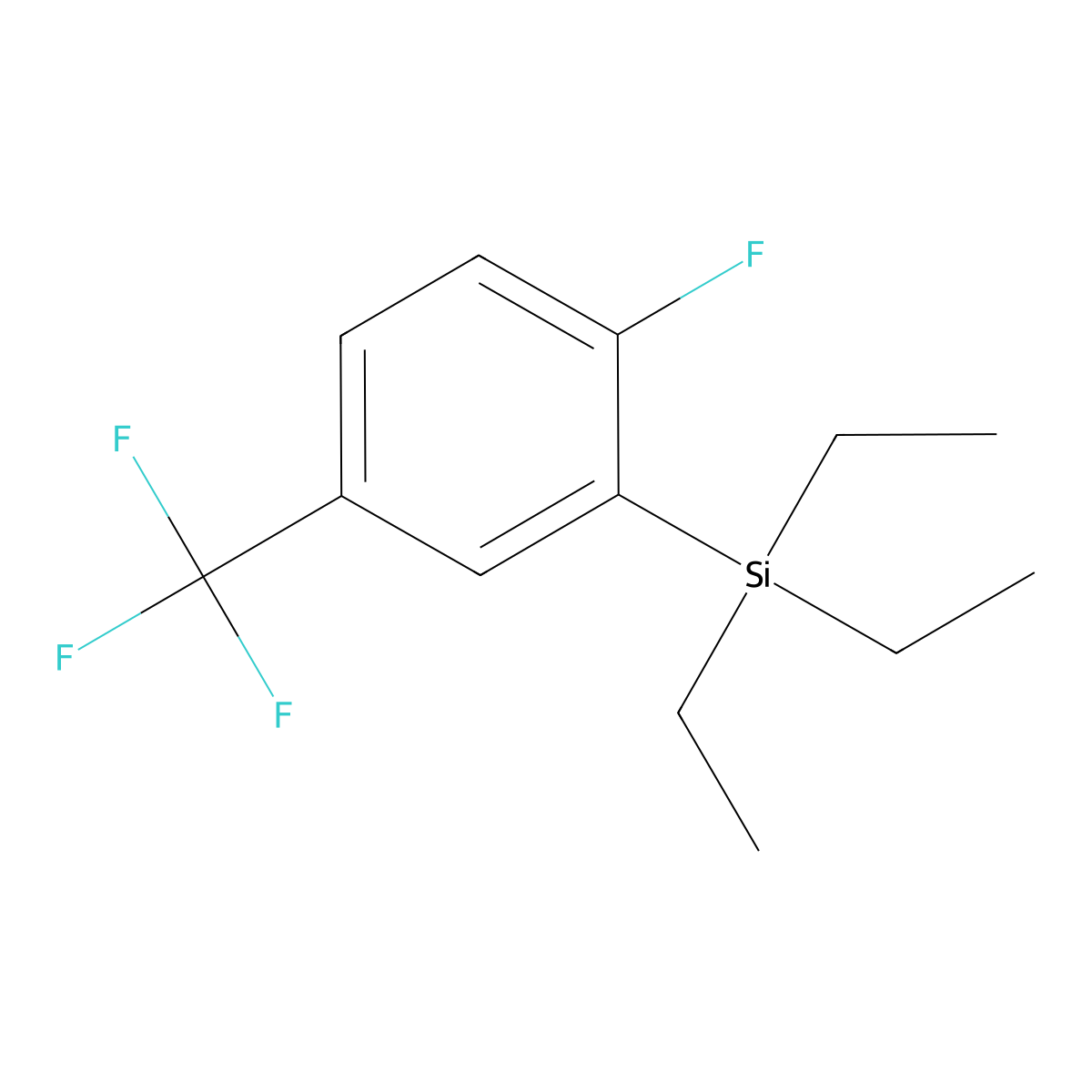 Triethyl(2-fluoro-5-(trifluoromethyl)phenyl)silane molecular structure, CAS 2969373-46-2