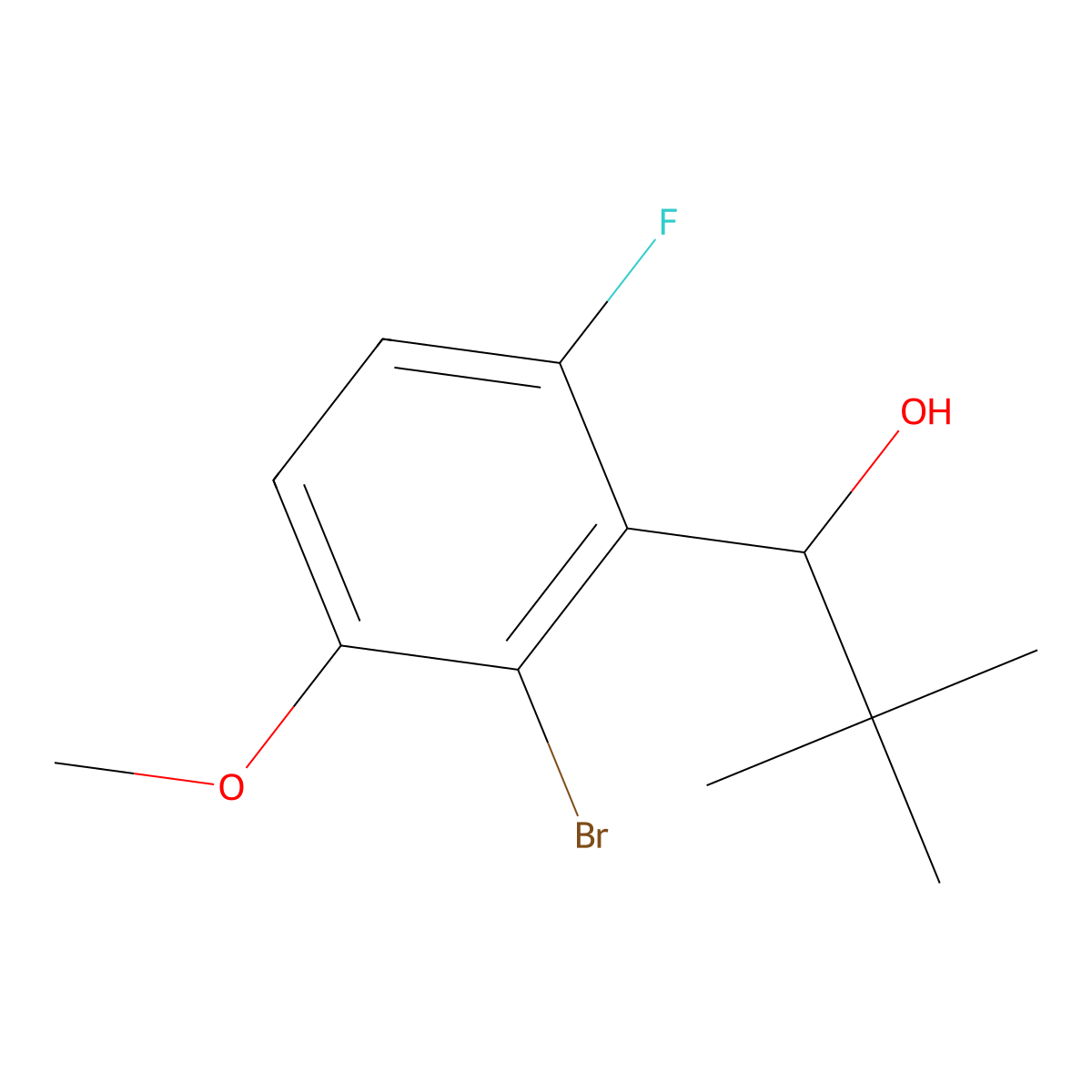 1-(2-Bromo-6-fluoro-3-methoxyphenyl)-2,2-dimethylpropan-1-ol molecular structure, CAS 2969374-97-6