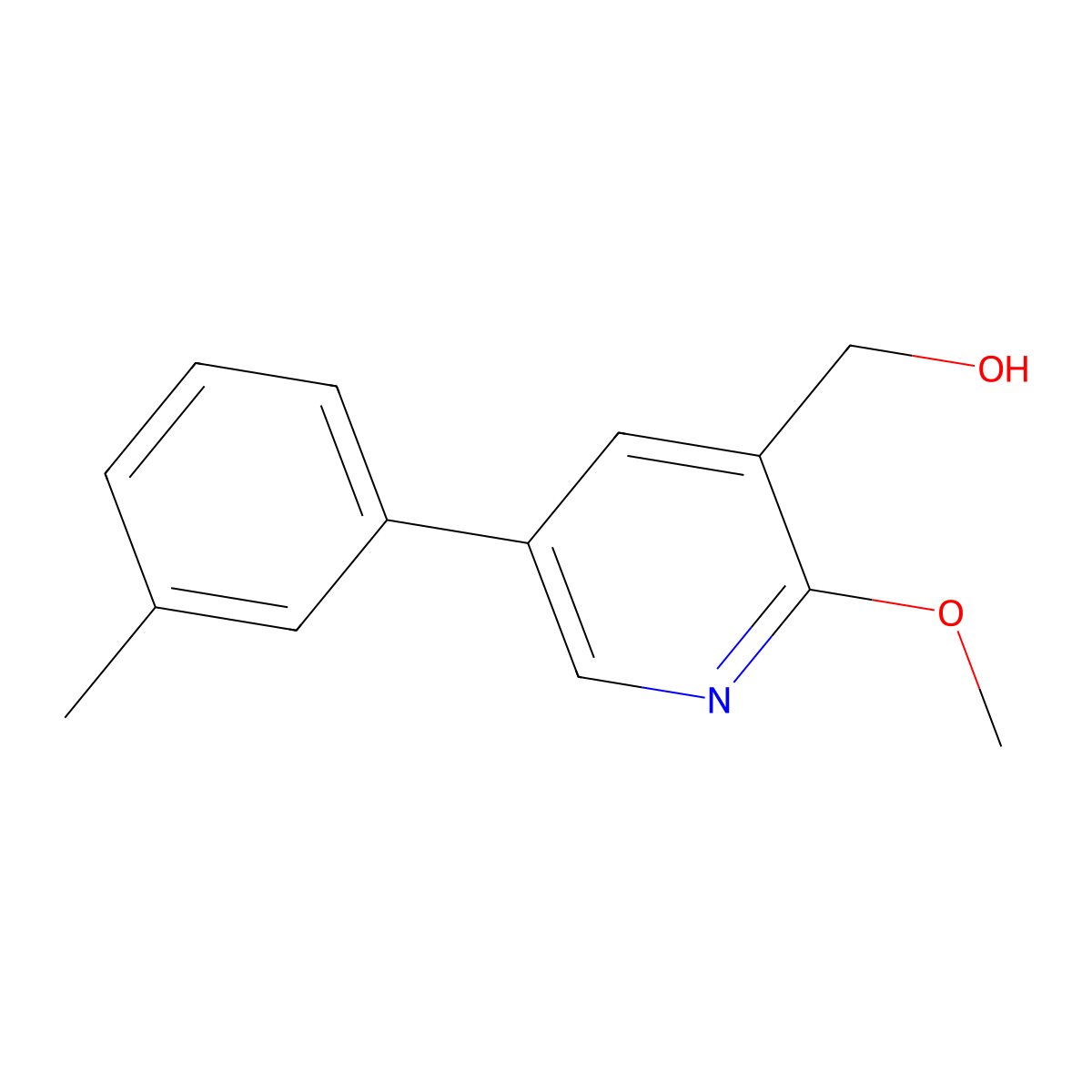 (2-Methoxy-5-(m-tolyl)pyridin-3-yl)methanol molecular structure, CAS 2969375-59-3