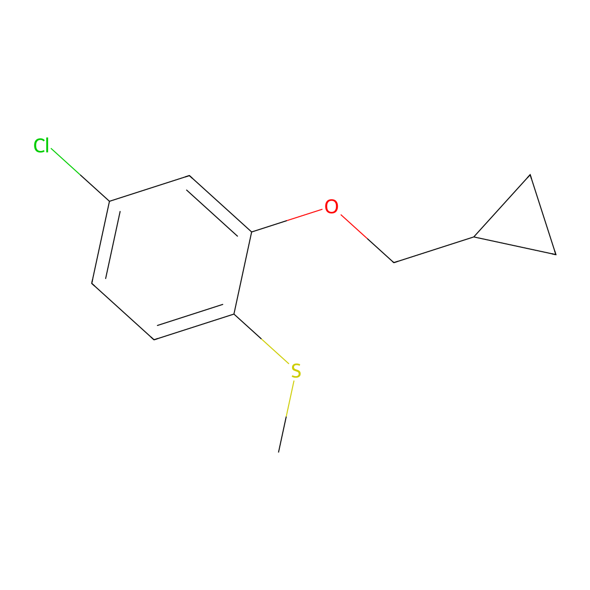 (4-Chloro-2-(cyclopropylmethoxy)phenyl)(methyl)sulfane molecular structure, CAS 2969379-56-2