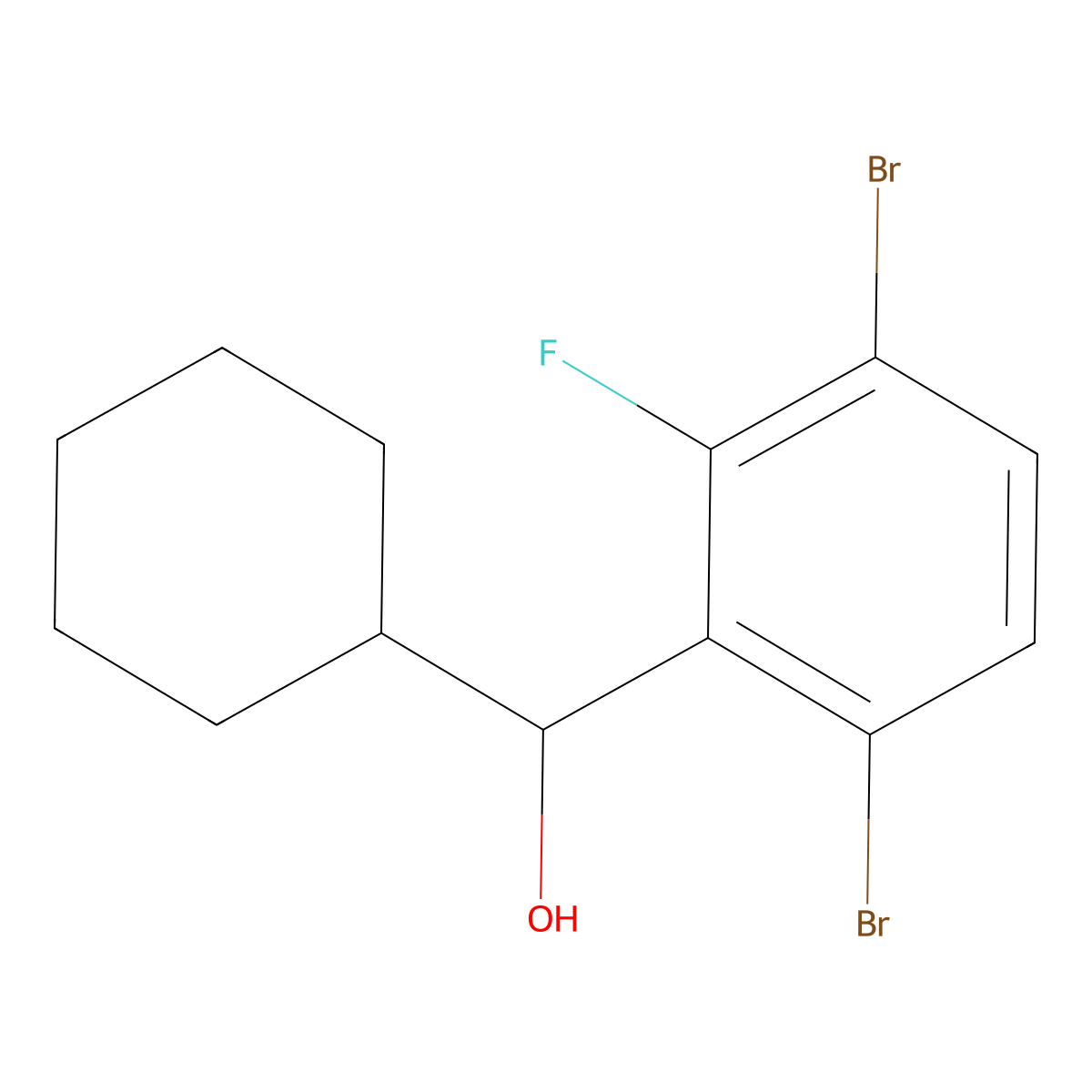 Cyclohexyl(3,6-dibromo-2-fluorophenyl)methanol molecular structure, CAS 2969380-17-2