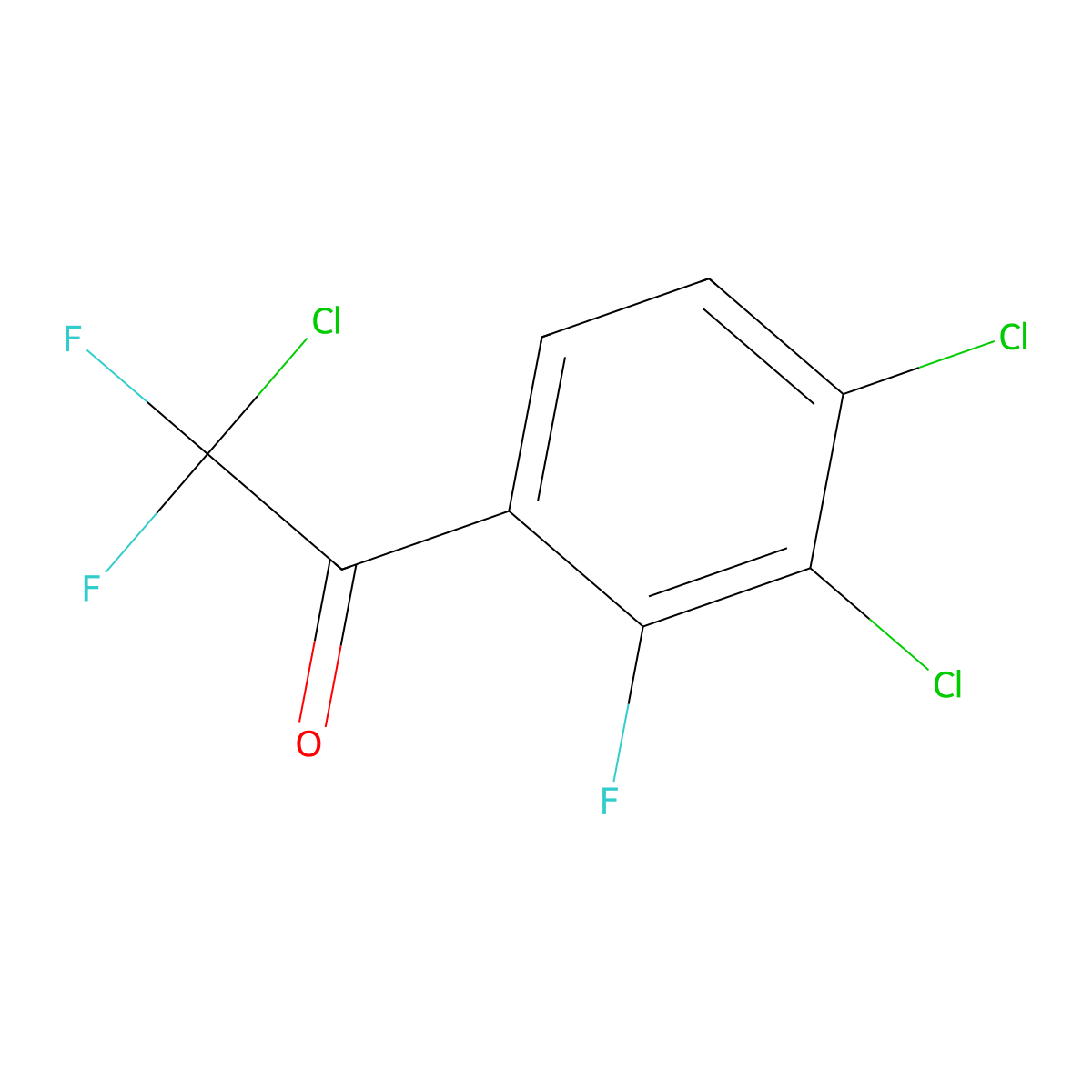 2-Chloro-1-(3,4-dichloro-2-fluorophenyl)-2,2-difluoroethanone molecular structure, CAS 2969380-72-9