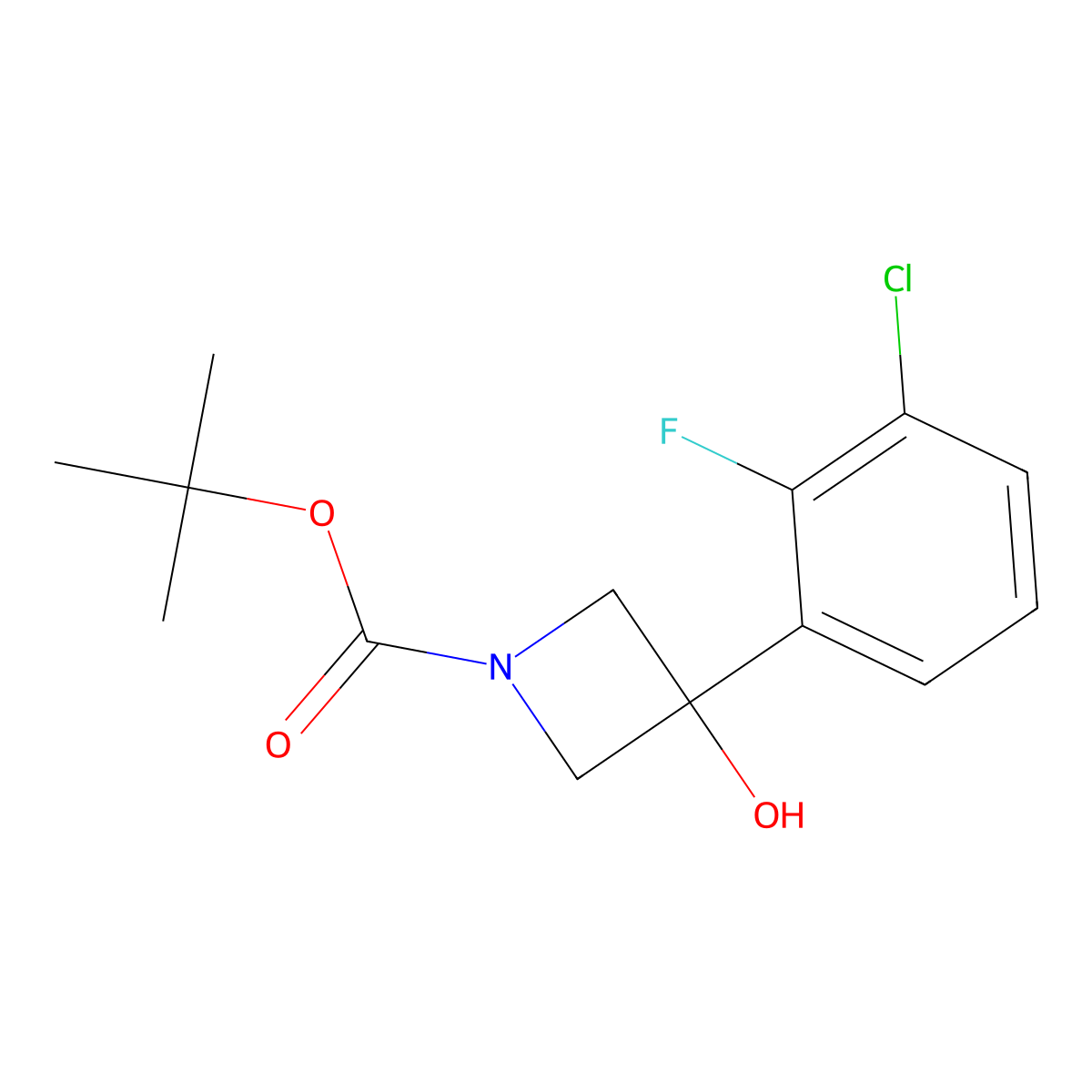 Tert-butyl 3-(3-chloro-2-fluorophenyl)-3-hydroxyazetidine-1-carboxylate molecular structure, CAS 2969380-92-3