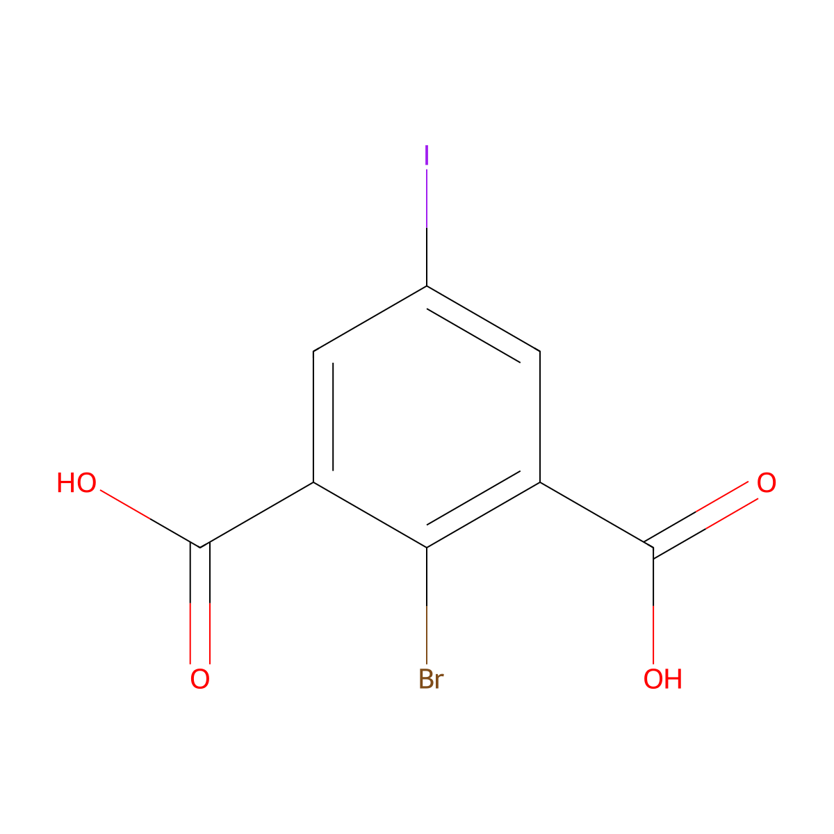 2-Bromo-5-iodoisophthalic acid molecular structure, CAS 2969382-39-4