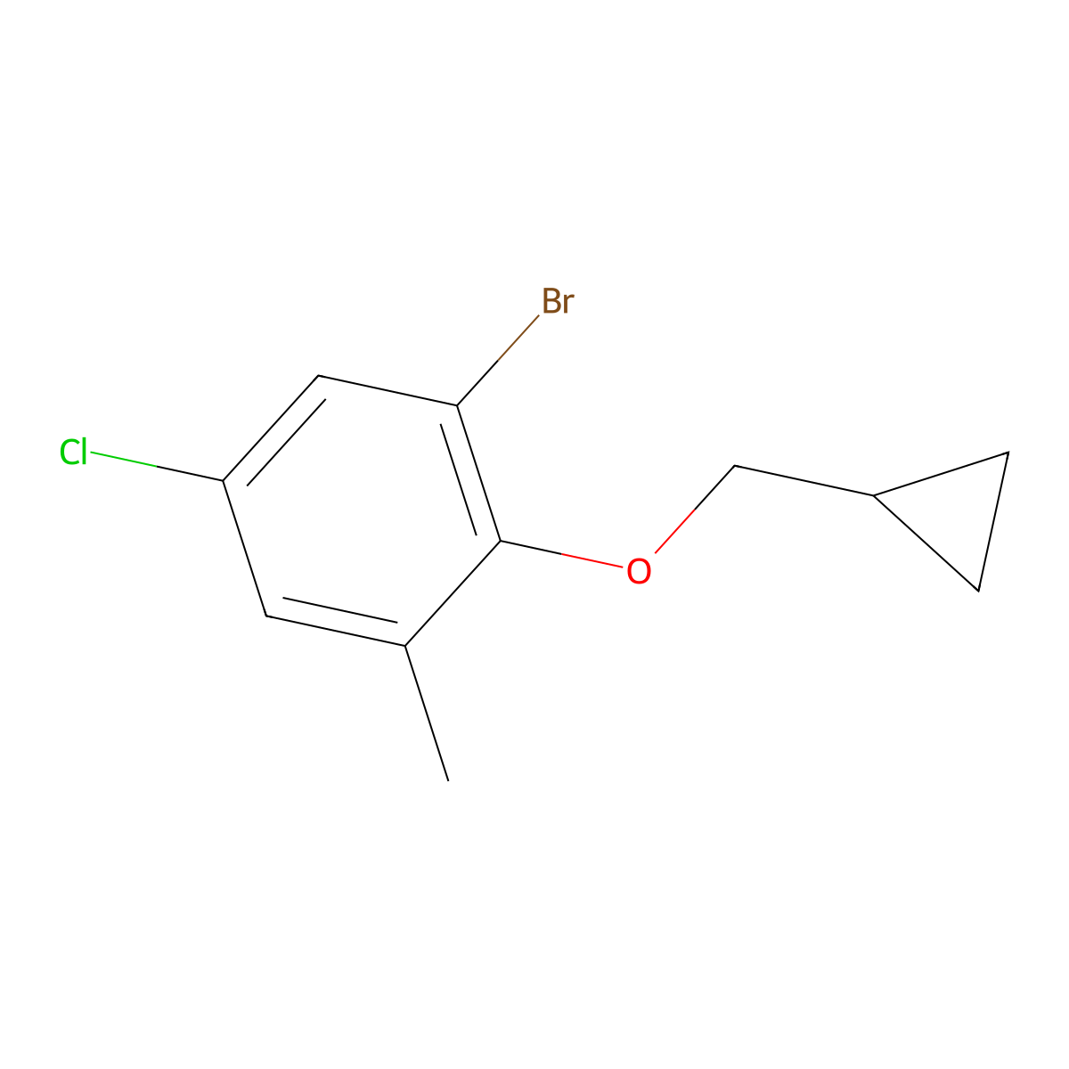 1-Bromo-5-chloro-2-(cyclopropylmethoxy)-3-methylbenZene molecular structure, CAS 2969385-33-7