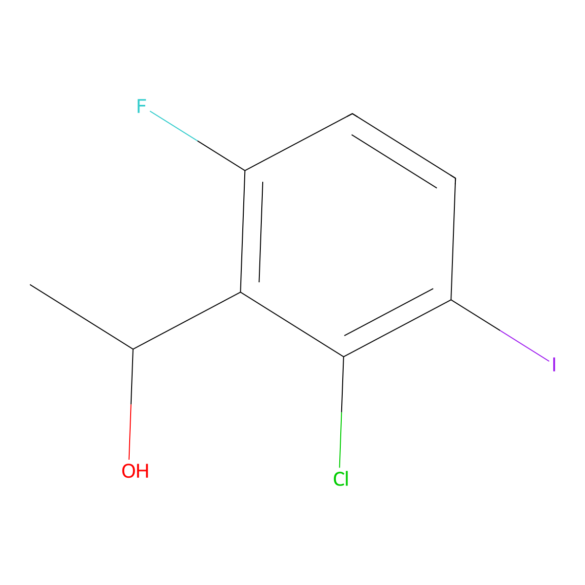 1-(2-Chloro-6-fluoro-3-iodophenyl)ethanol molecular structure, CAS 2969388-09-6