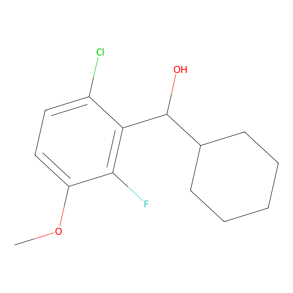 (6-Chloro-2-fluoro-3-methoxyphenyl)(cyclohexyl)methanol molecular structure, CAS 2969388-71-2