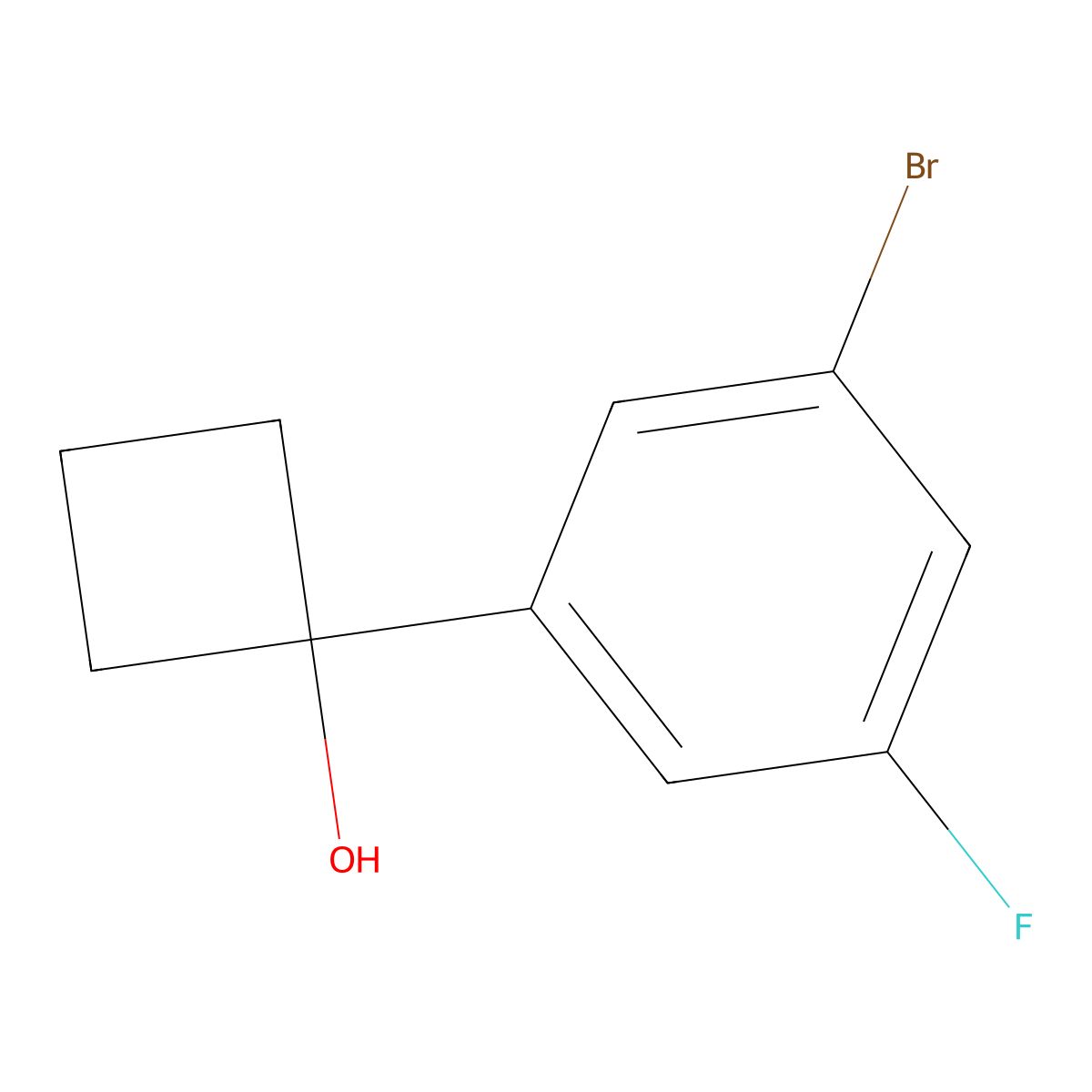 1-(3-Bromo-5-fluorophenyl)cyclobutan-1-ol molecular structure, CAS 2969391-67-9