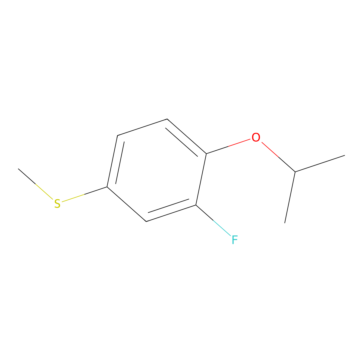 (3-Fluoro-4-isopropoxyphenyl)(methyl)sulfane molecular structure, CAS 2969395-29-5
