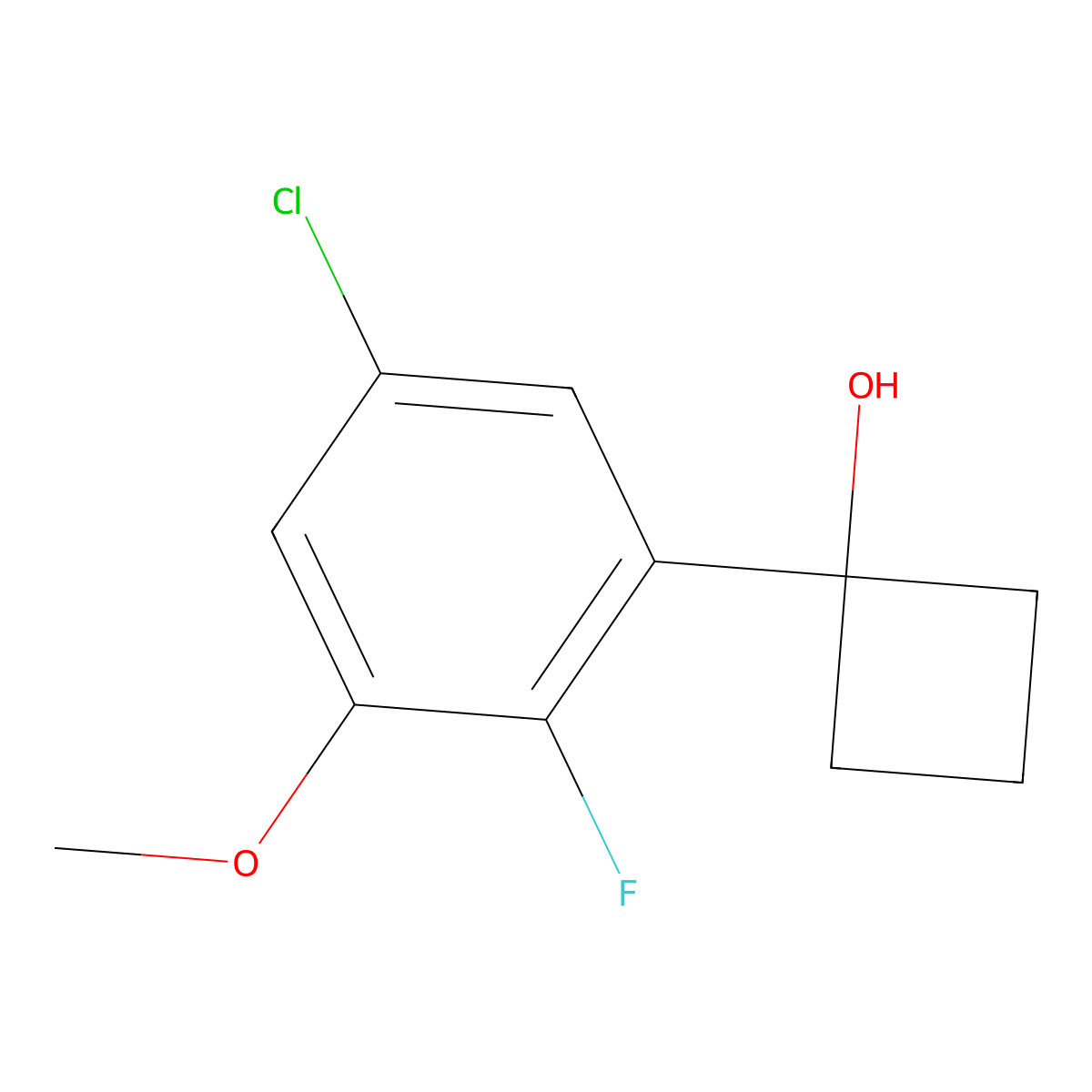 1-(5-Chloro-2-fluoro-3-methoxyphenyl)cyclobutanol molecular structure, CAS 2969395-32-0