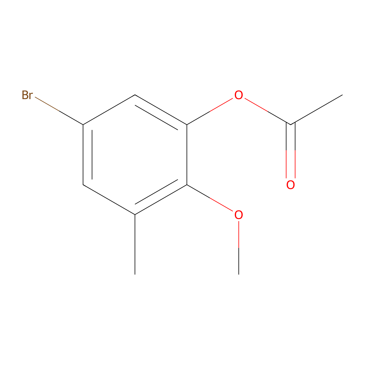 5-Bromo-2-methoxy-3-methylphenyl acetate molecular structure, CAS 2969397-72-4