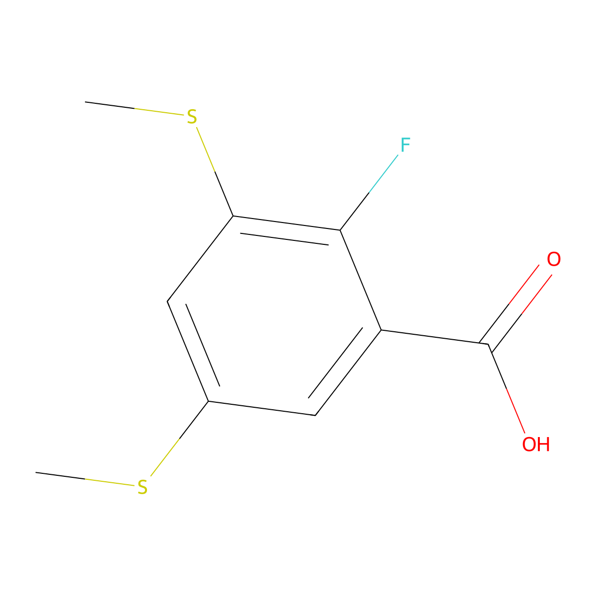 2-Fluoro-3,5-bis(methylthio)benzoic acid molecular structure, CAS 2969398-19-2