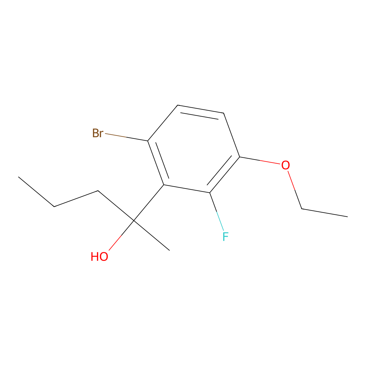 2-(6-Bromo-3-ethoxy-2-fluorophenyl)pentan-2-ol molecular structure, CAS 2969398-45-4