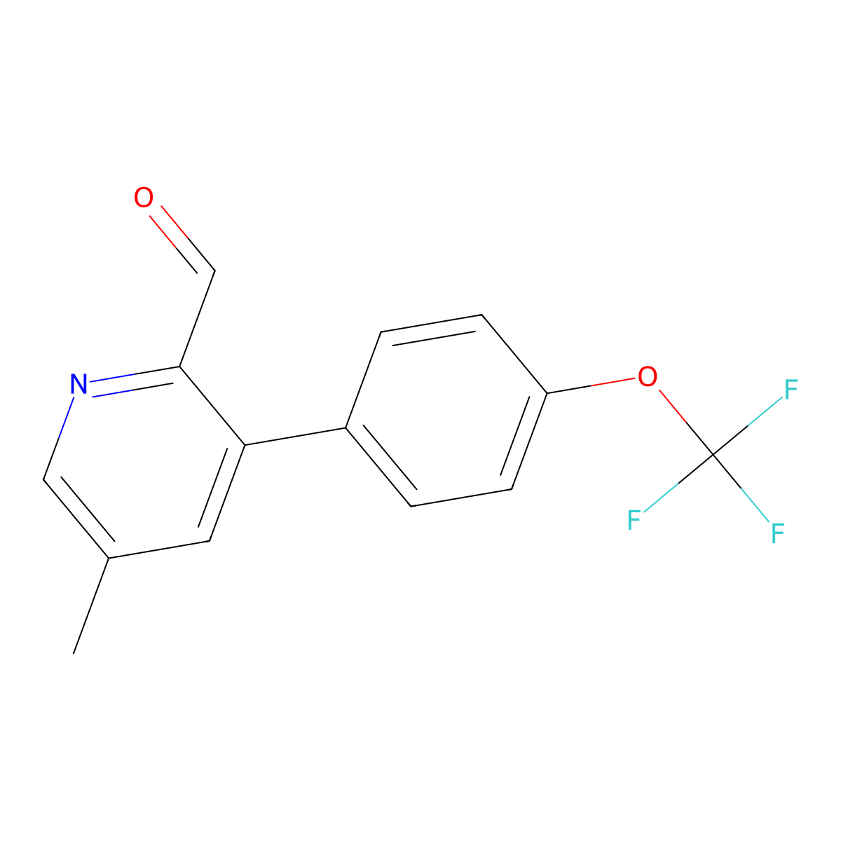 5-Methyl-3-(4-(trifluoromethoxy)phenyl)picolinaldehyde molecular structure, CAS 2969398-87-4