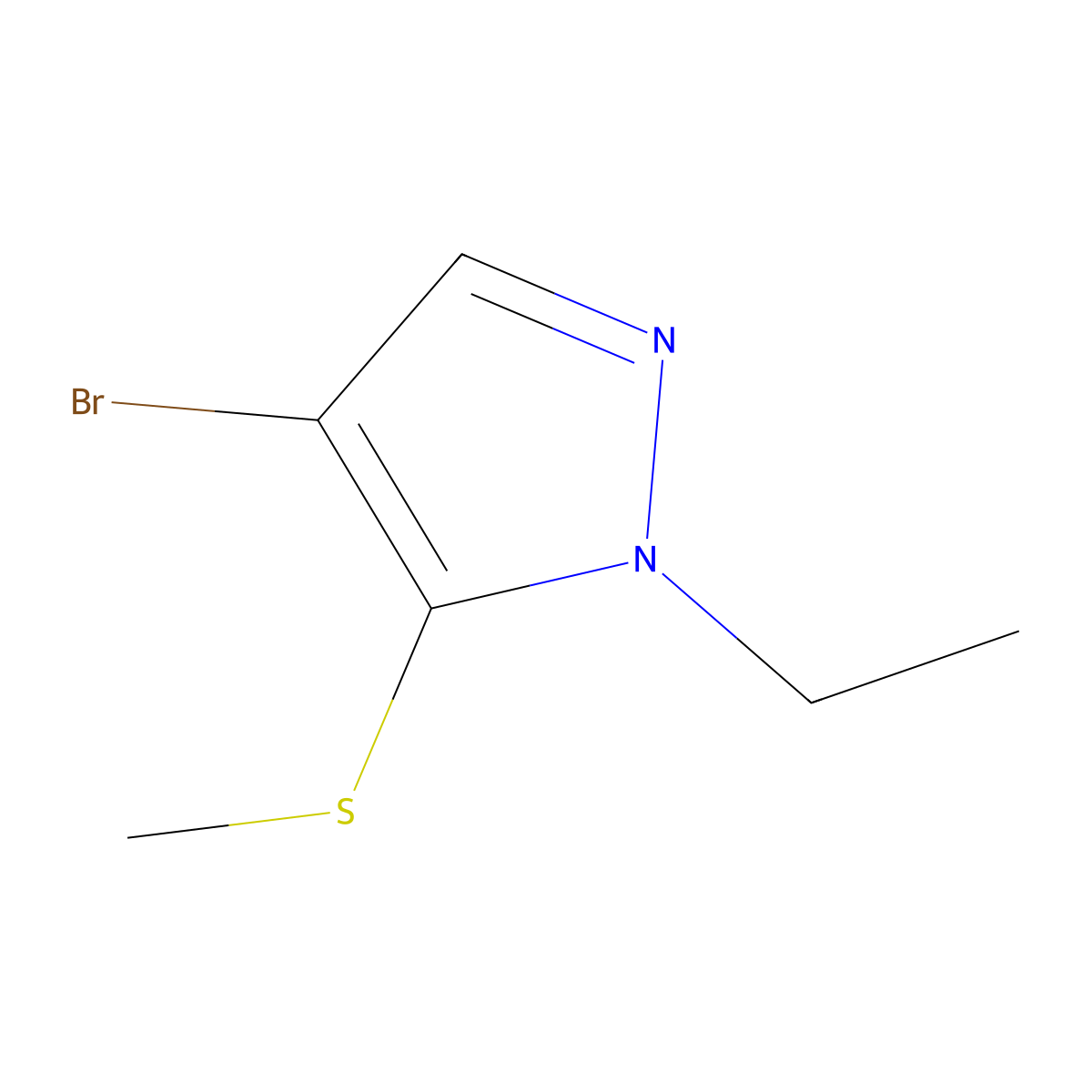 4-Bromo-1-ethyl-5-(methylthio)-1H-pyrazole molecular structure, CAS 2969399-85-5