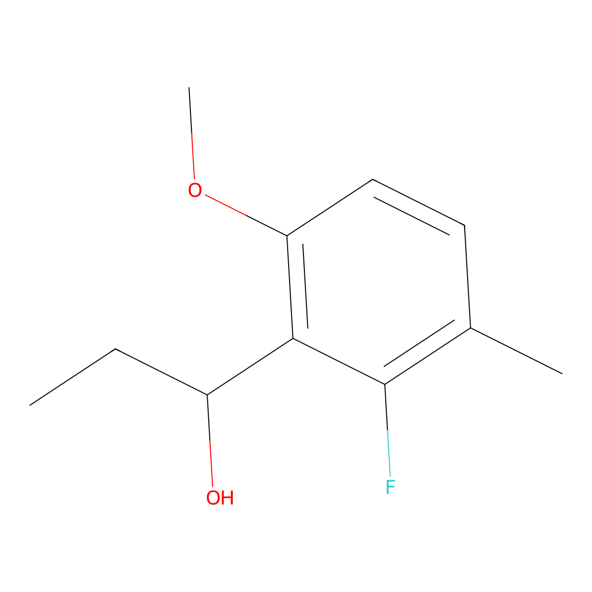 1-(2-Fluoro-6-methoxy-3-methylphenyl)propan-1-ol molecular structure, CAS 2969400-29-9