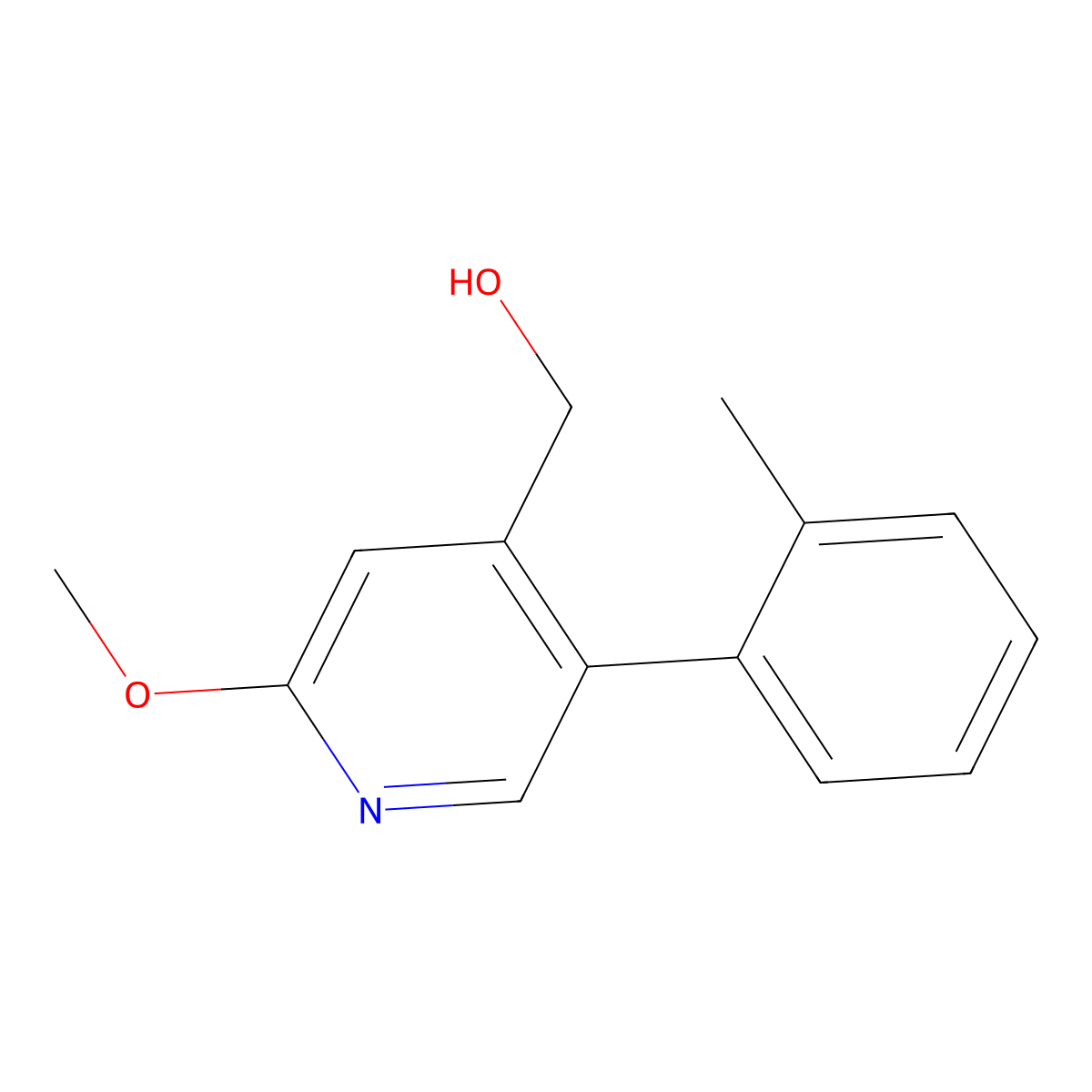 (2-Methoxy-5-(o-tolyl)pyridin-4-yl)methanol molecular structure, CAS 2969403-11-8