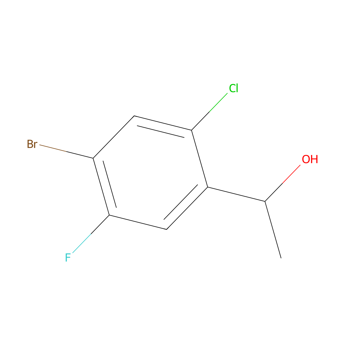 1-(4-Bromo-2-chloro-5-fluorophenyl)ethanol molecular structure, CAS 2969403-33-4