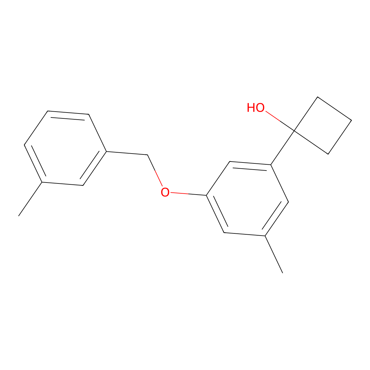 1-(3-Methyl-5-((3-methylbenzyl)oxy)phenyl)cyclobutanol molecular structure, CAS 2969403-46-9