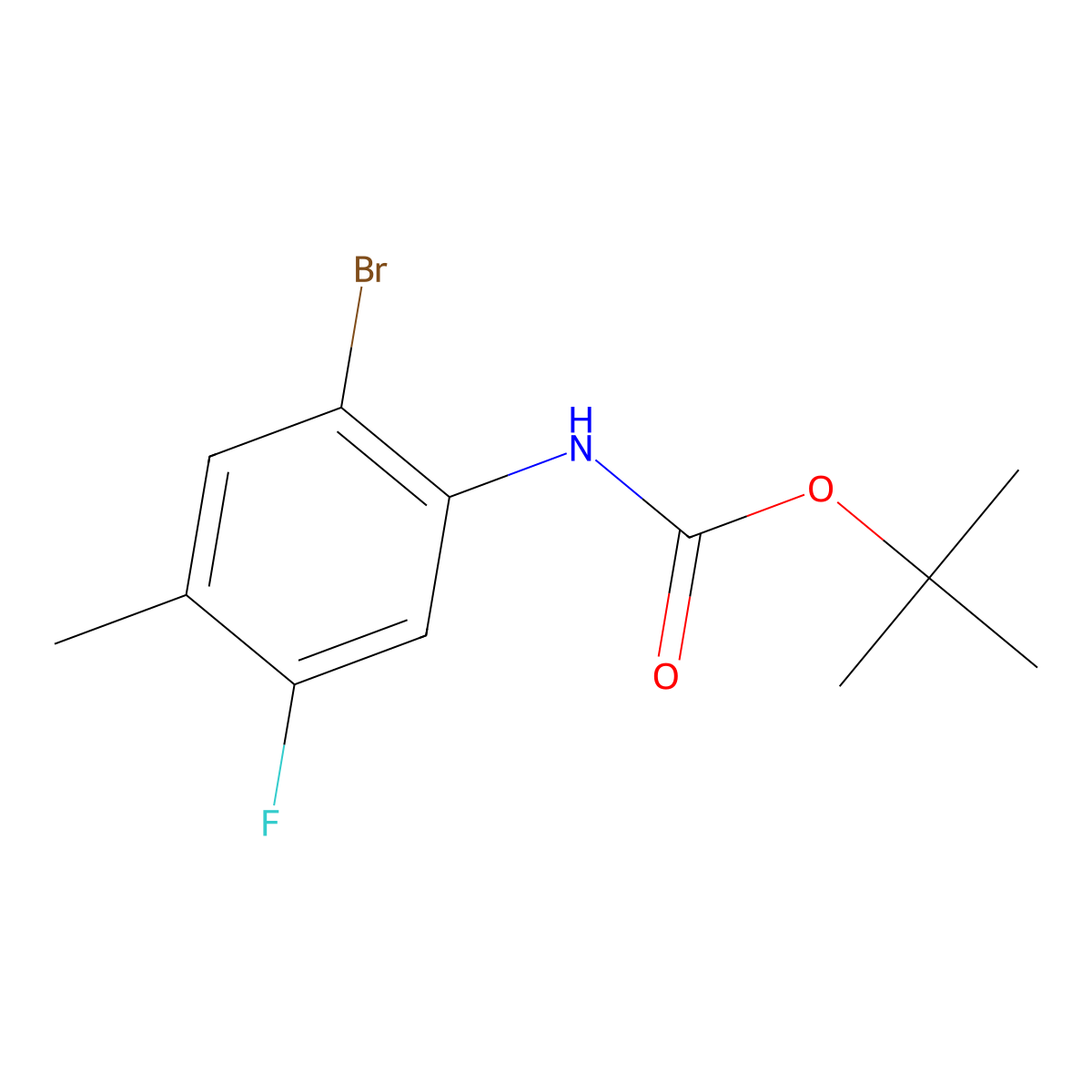 Tert-butyl N-(2-bromo-5-fluoro-4-methylphenyl)carbamate molecular structure, CAS 2969404-50-8
